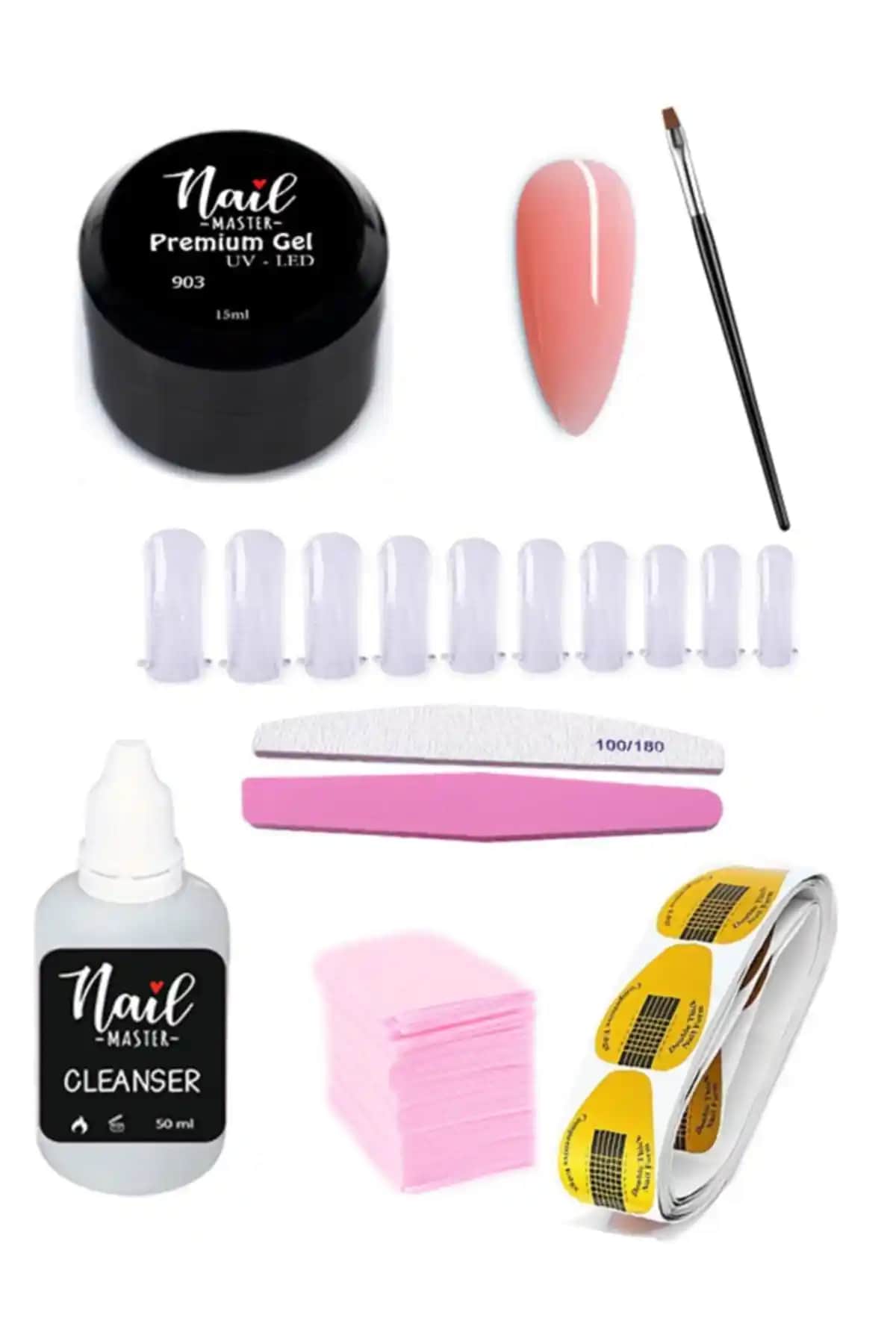 Nail Master Protez Tırnak UV Jel Seti 903 Pembe - Profesyonel ve Ev Kullanımı İçin Güçlendirme