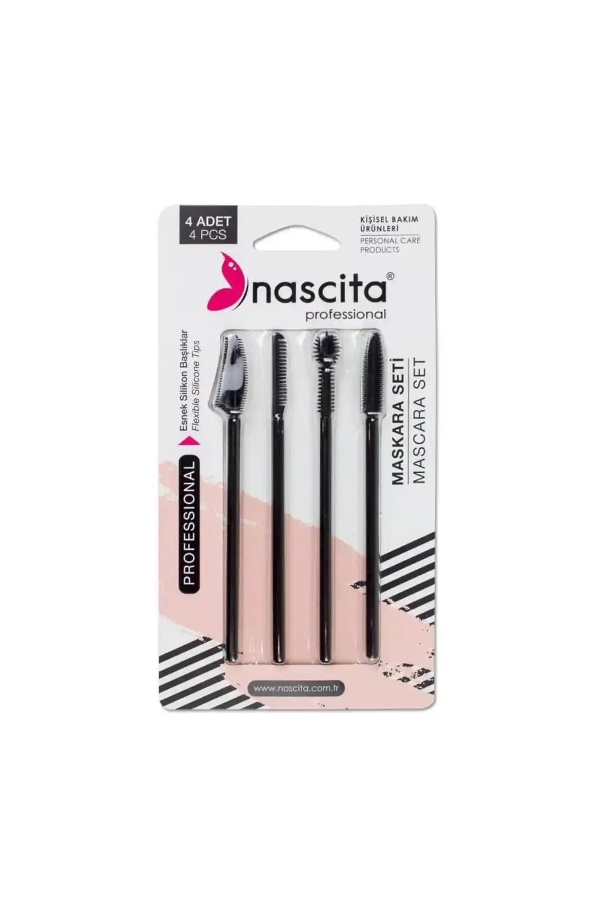 Nascita 4'lü Silikon Maskara ve Kaş Şekillendirme Fırçası Seti Türkiye Menşei