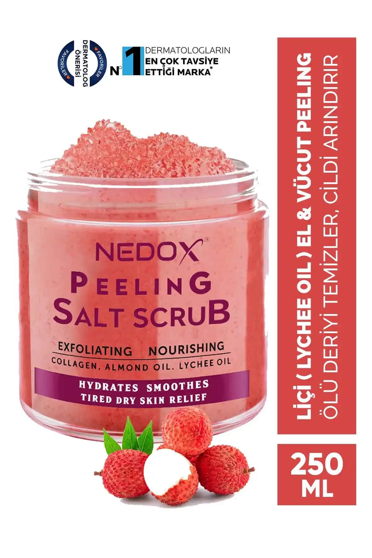 Nedox Lychee Oil El ve Vücut Peelingi Doğal İçeriklerle Cilt Bakımı 250 ml