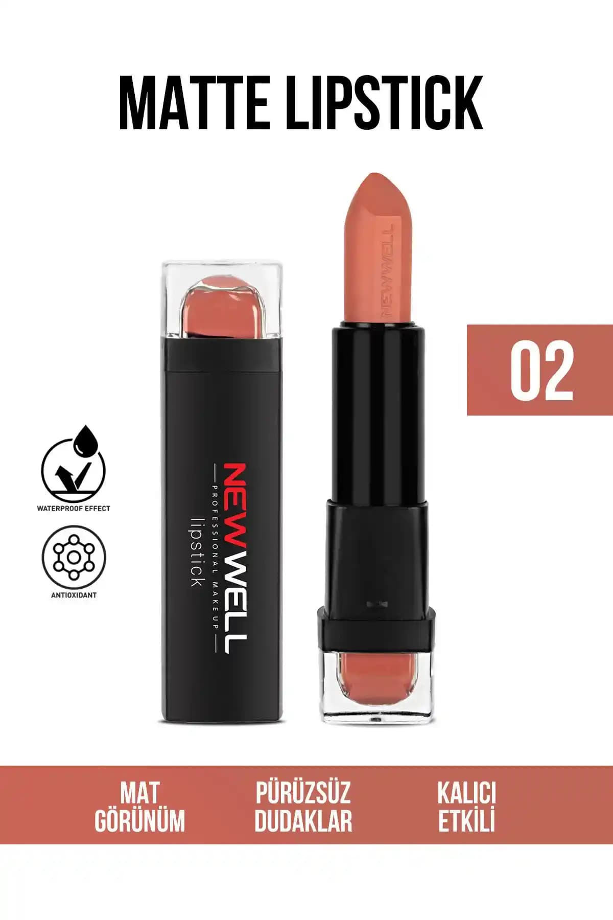 New Well Lipstick 02: Günlük ve Özel Davetler İçin Çok Renkli ve Uzun Dayanıklı Ruj Seçeneği