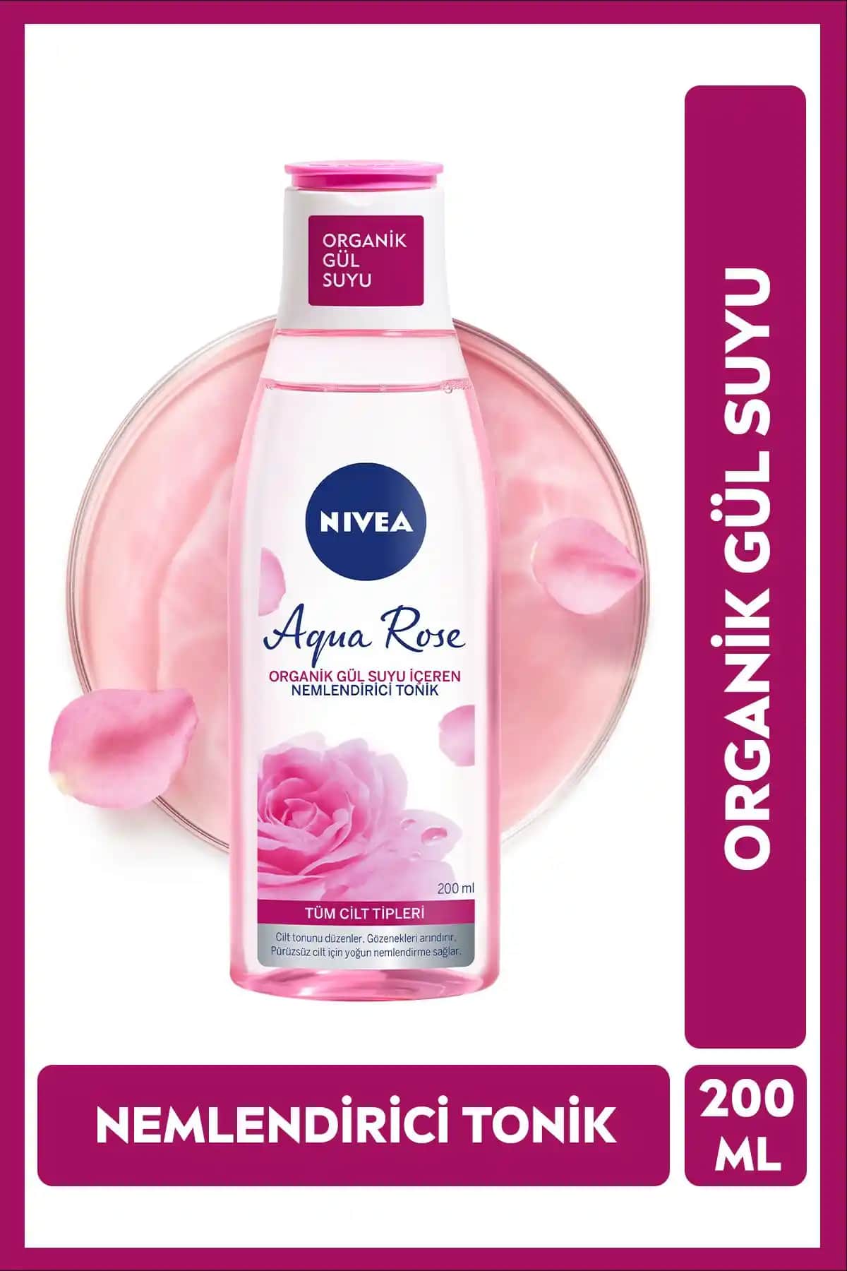 NIVEA Aqua Rose Organik Gül Suyu İçeren Nemlendirici Tonik Doğal İçeriklerle Cilt Bakımı