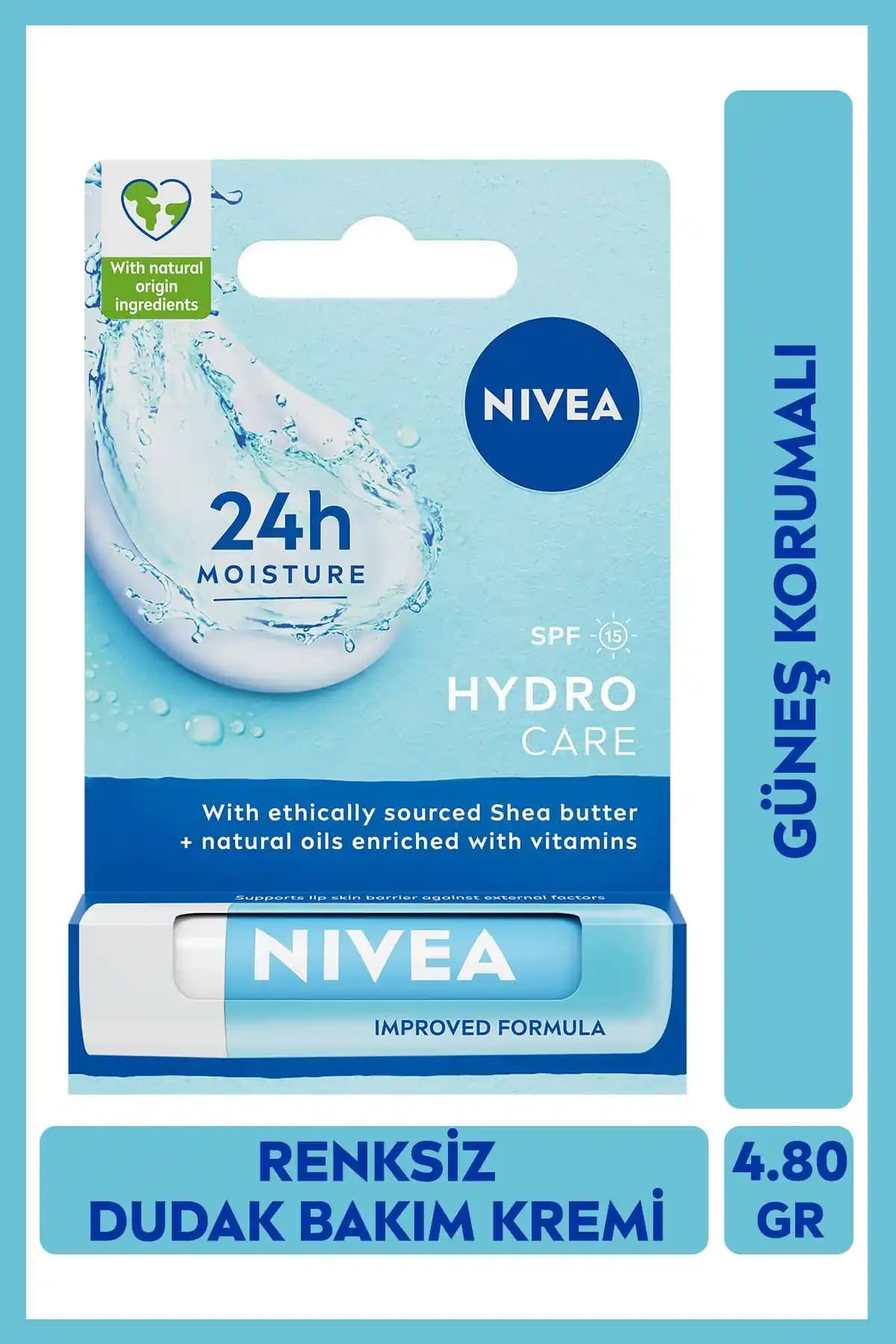 NIVEA Hydro Care Dudak Bakım Kremi SPF 15 ile Nemli ve Sağlıklı Dudaklar