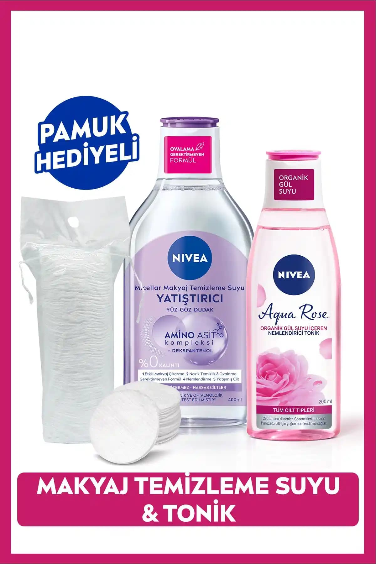 NIVEA Yatıştırıcı Micellar Makyaj Temizleme Suyu ve Aqua Rose Tonik Ürünleri