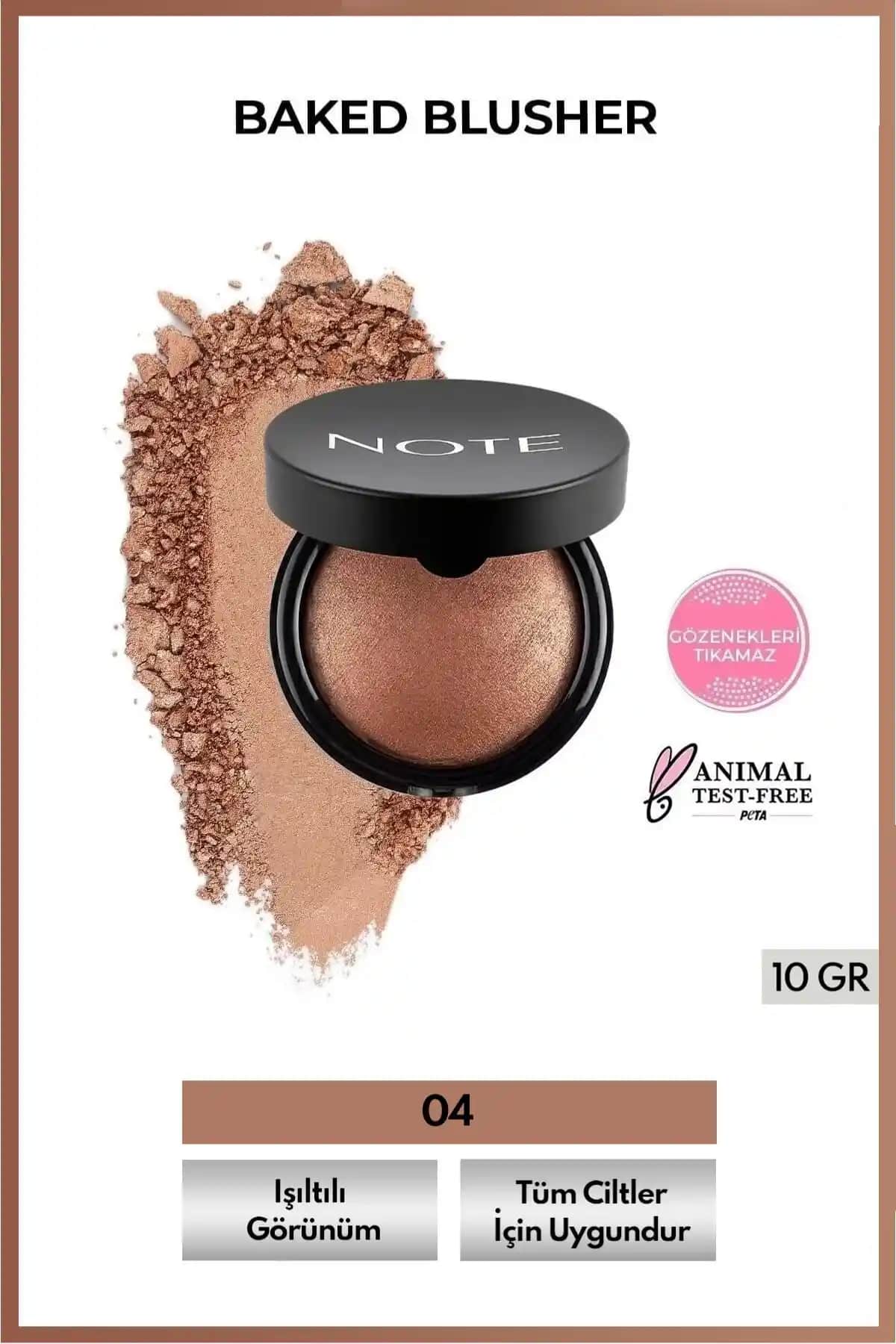 Note Cosmetics Baked Blusher 04 Deeply Bronze Doğal Parlaklık Sağlayan Fırınlanmış Allık