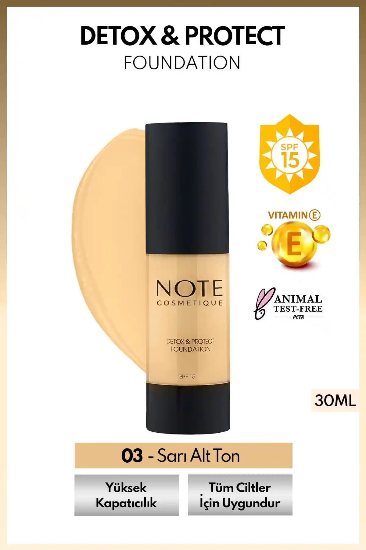 Note Cosmetics Detox & Protect Fondöten SPF 15: Yüksek Kapatıcılık ve Doğal Görünüm Sağlayan Makyaj Çözümü