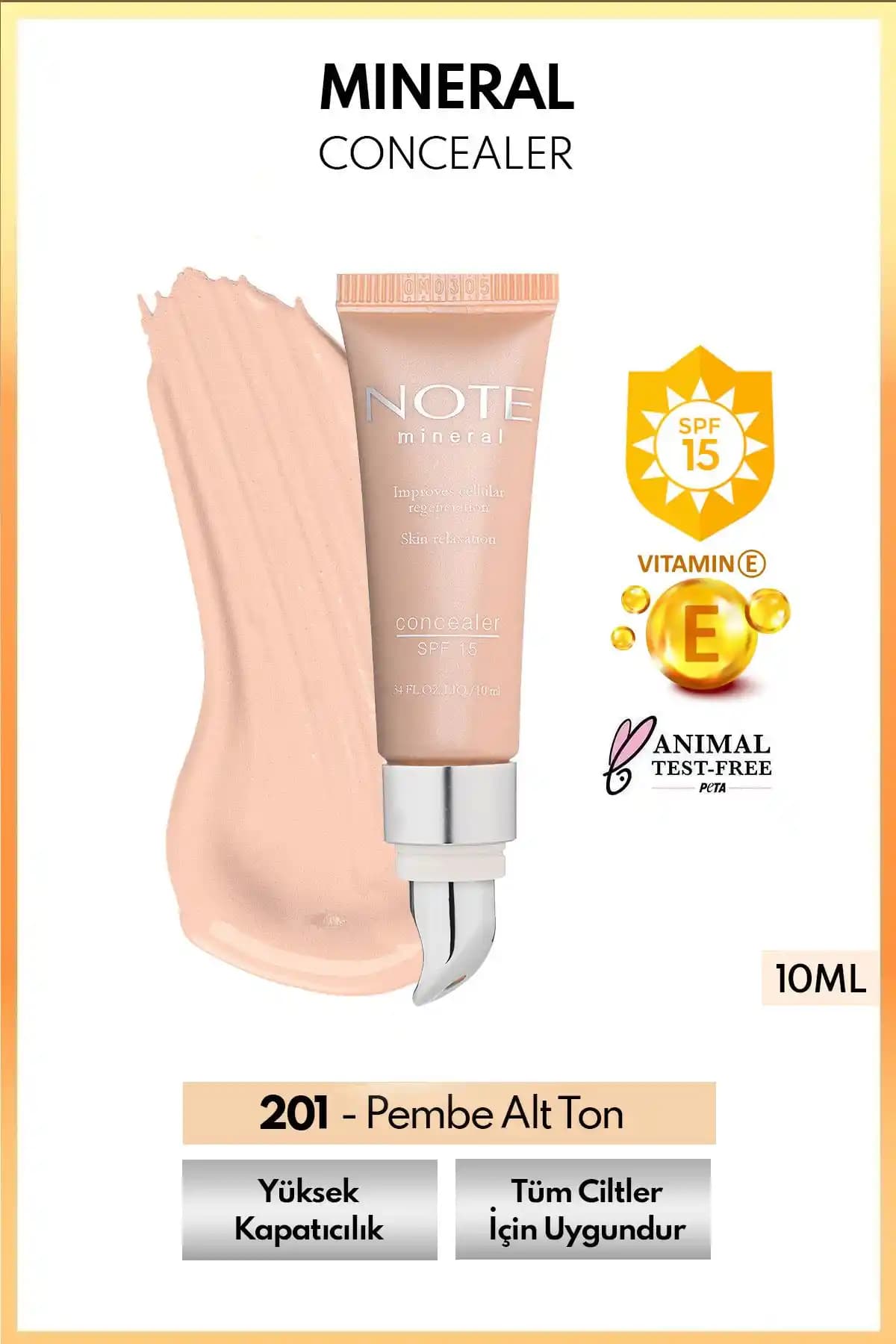 Note Cosmetics Mineral Concealer SPF 15 yüksek kapatıcılık ve doğal görünüm sağlayan krem kapatıcı