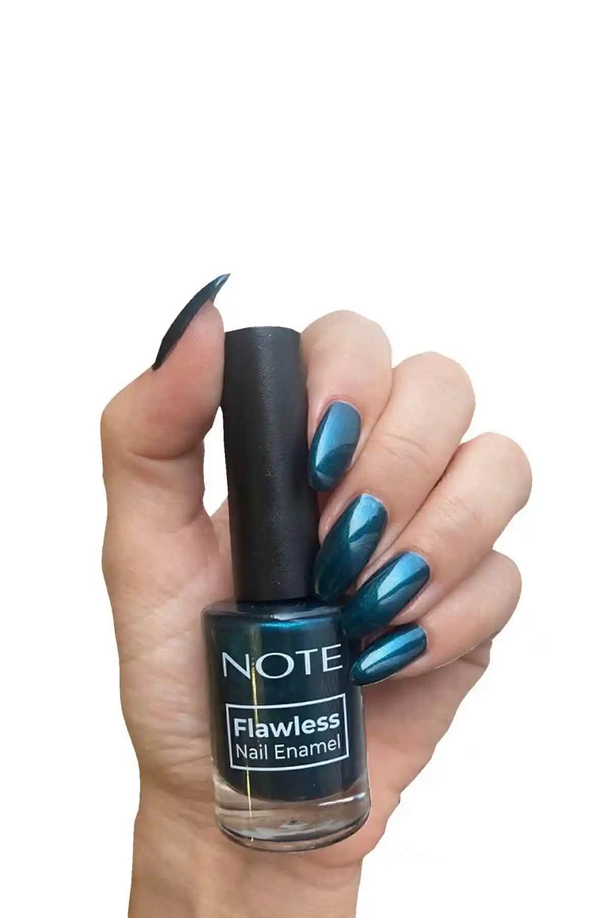 Note Cosmetics Nail Flawless Oje 114 Oil Green Mavi Renkli Parlak ve Sağlıklı Tırnak Bakımı