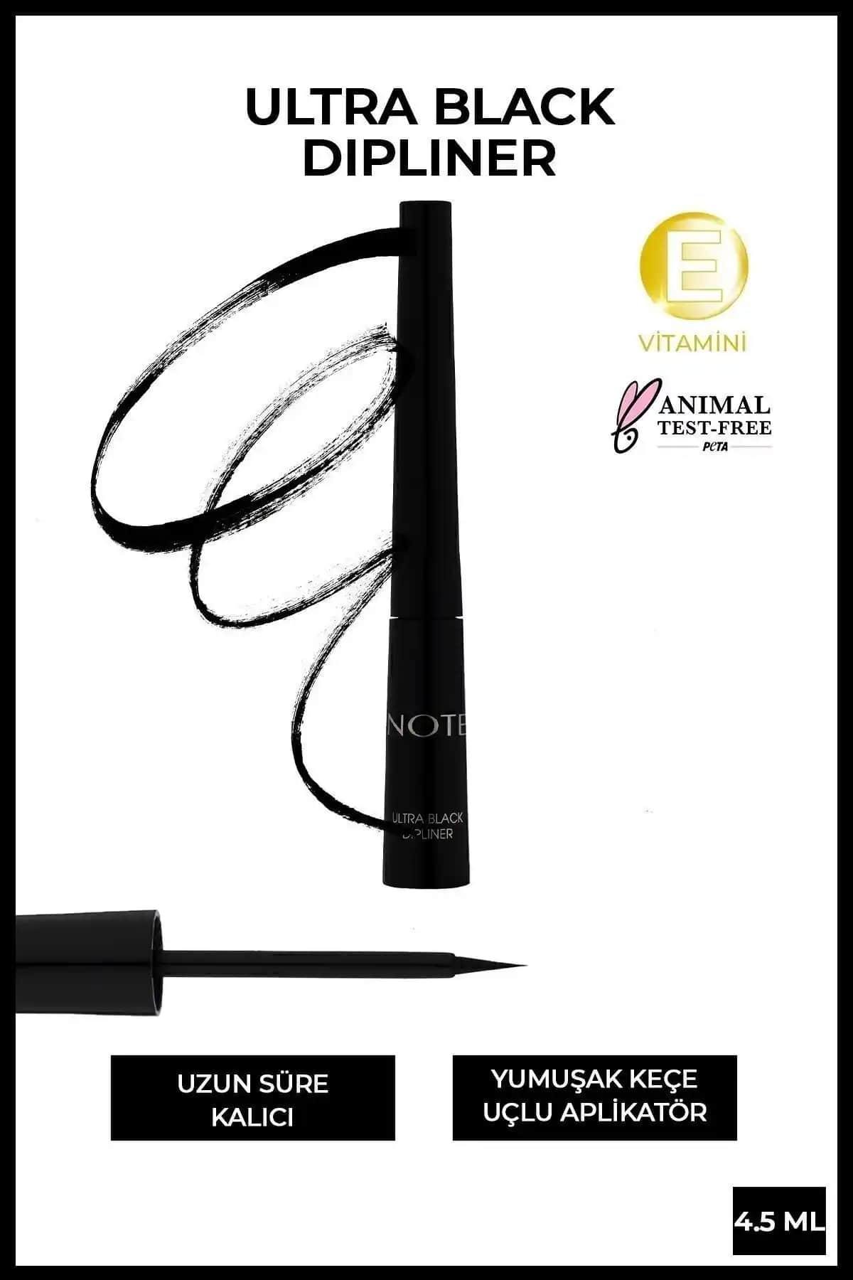 Note Cosmetics Ultra Black Dipliner Keçe Uçlu Siyah Göz Kalemi Güçlü ve Kalıcı Makyaj İçin