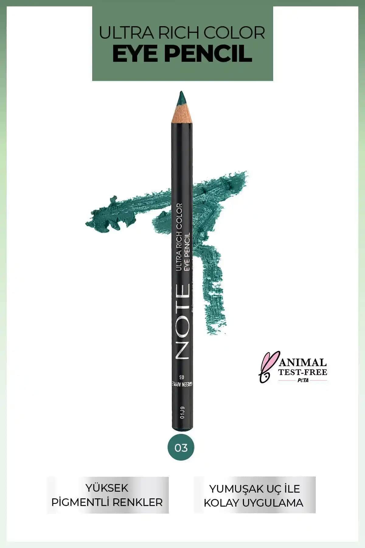 Note Cosmetics Ultra Rich Color Göz Kalemi 03 Green Apple Canlı ve Kalıcı Göz Makyajı İçin