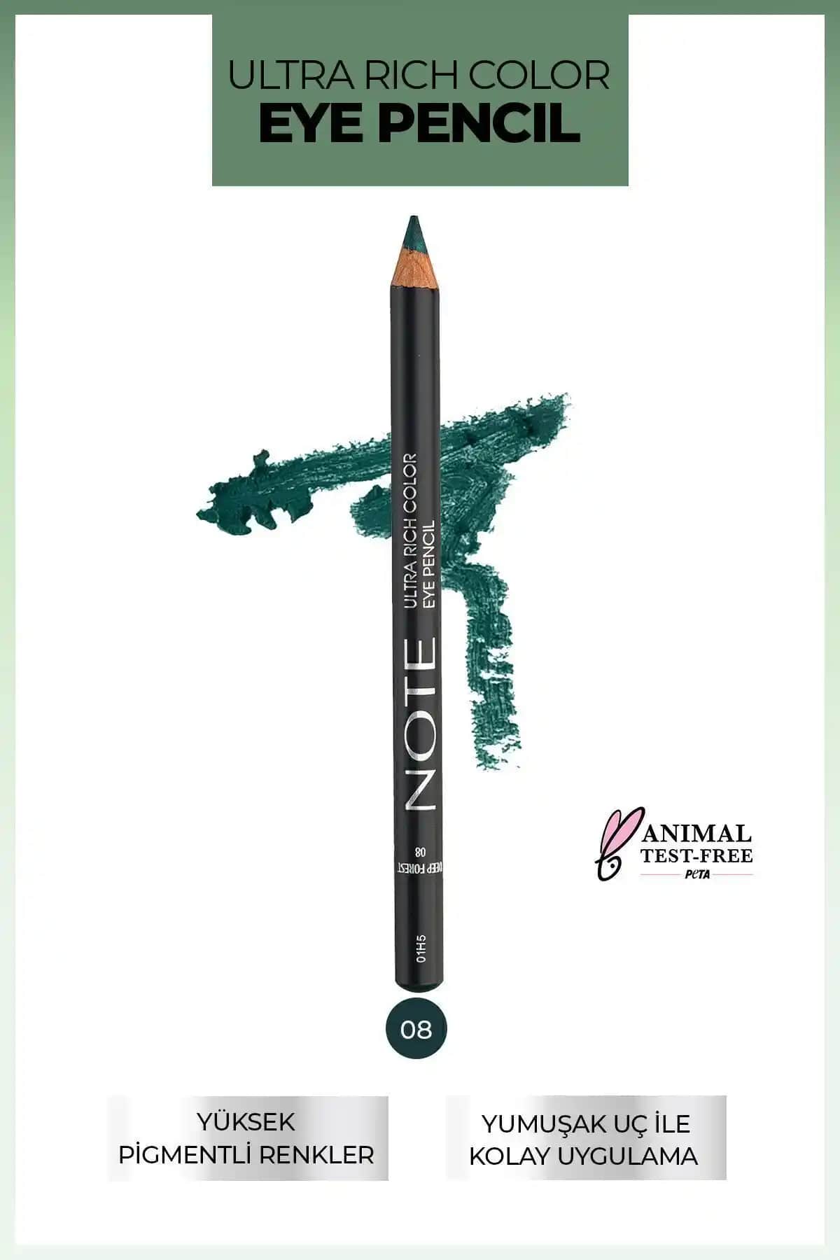 Note Cosmetics Ultra Rich Color Göz Kalemi 08 Deep Forest Yüksek Pigmentli ve Kalıcı Göz Makyaj Kalemi