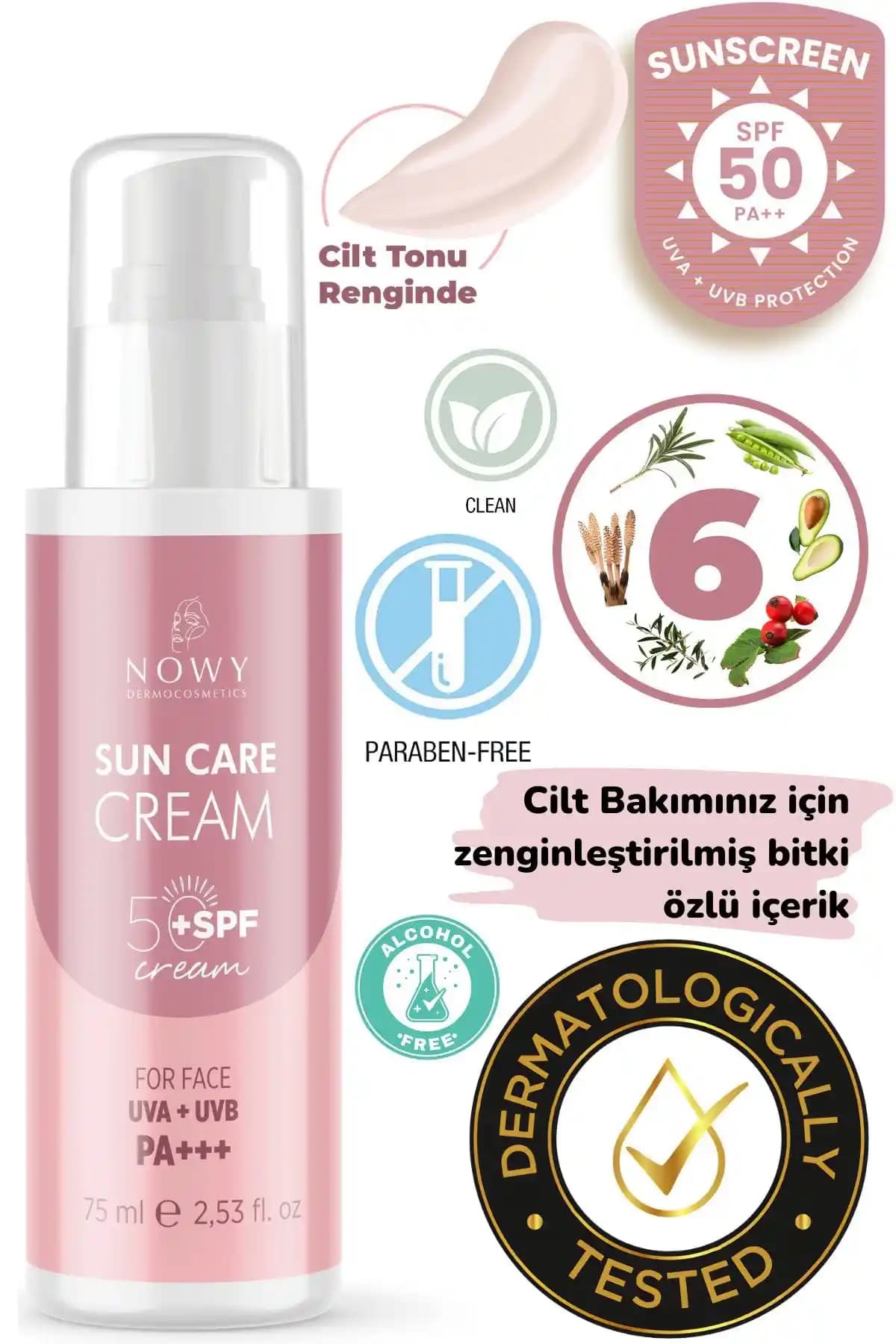 Nowy SPF+50 Uvb-Uva Pink Touch Güneş Koruyucu Kremi Yüksek Koruma ve Doğal İçerik İle