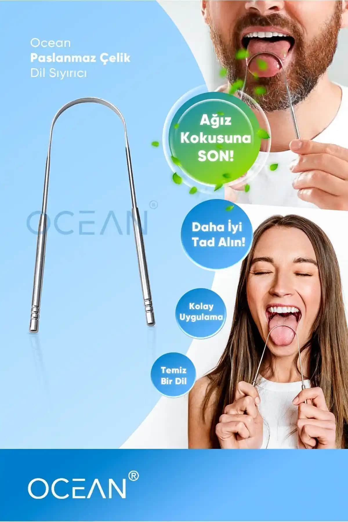 Ocean Dil Temizleyici: Paslanmaz Çelik Malzemesi ile Etkili Ağız Hijyeni Sağlar
