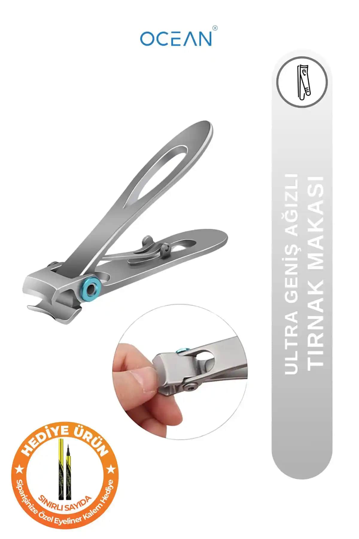 Ocean Ultra Geniş Ağızlı Paslanmaz Tırnak Makası Kalın ve Mantarlı Tırnaklar İçin