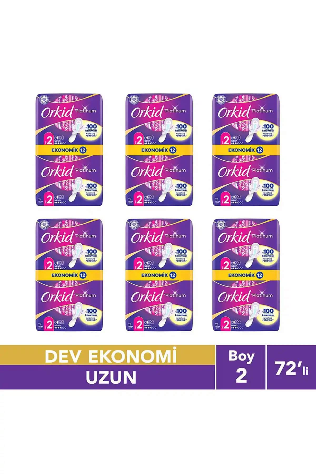 Orkid Platinum Hijyenik Ped Uzun 72 Adet - Günlük Konfor ve Güvenlik Sağlayan Kadın Pedleri