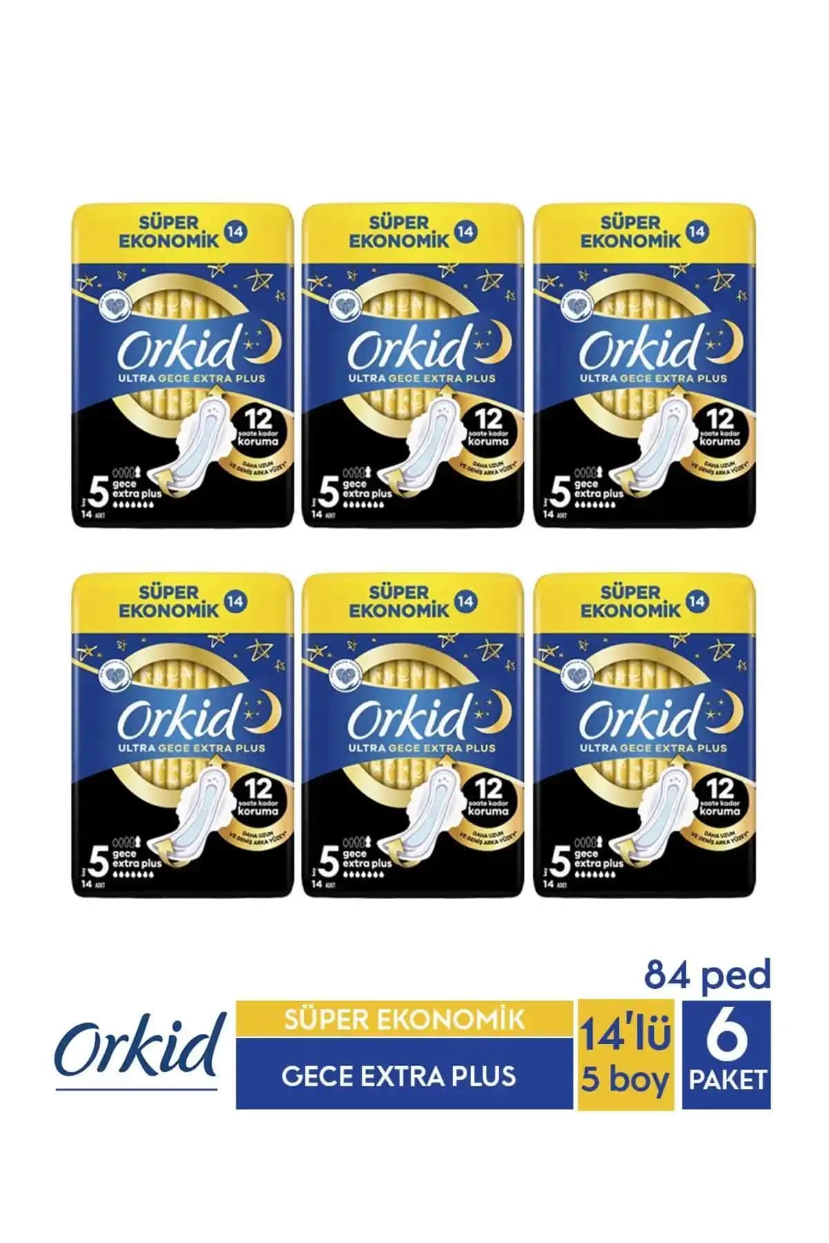 Orkid Ultra Extra 4'lü Gece Ekstra Plus Hijyen Ürünü Uzun Süreli Güvenilirlik