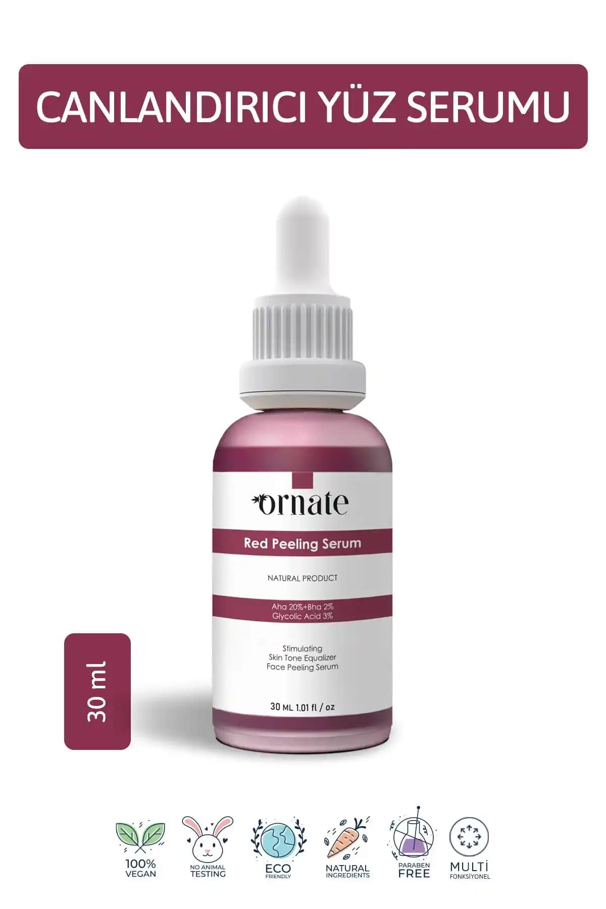 ORNATE Canlan<dı>rıcı Leke Karşıtı Yüz Peeling Serumu ile Cilt Yenileme ve Parlaklık Artışı