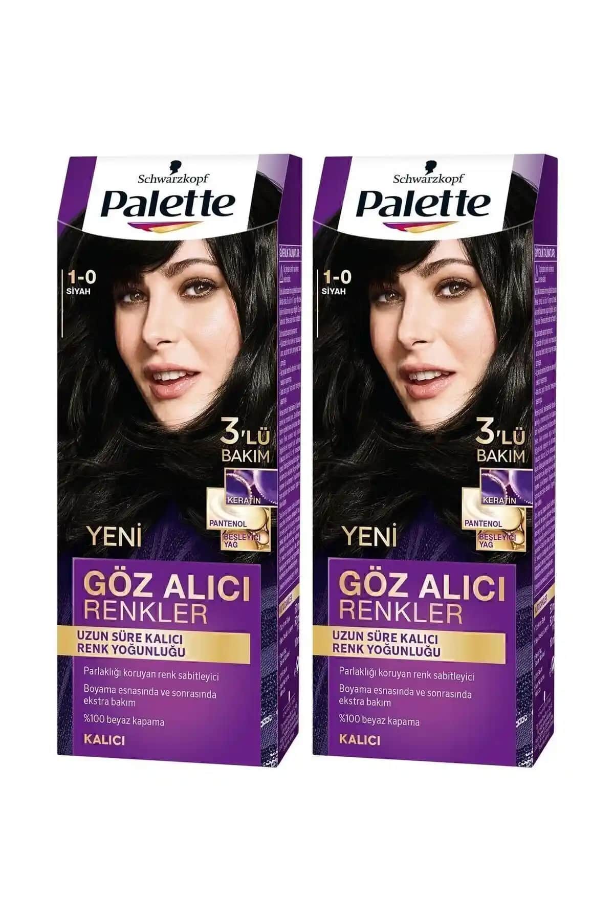 Palette Göz Alıcı Renkler Siyah Saç Boyası 2'li Paket ile Kalıcı ve Parlak Saçlara