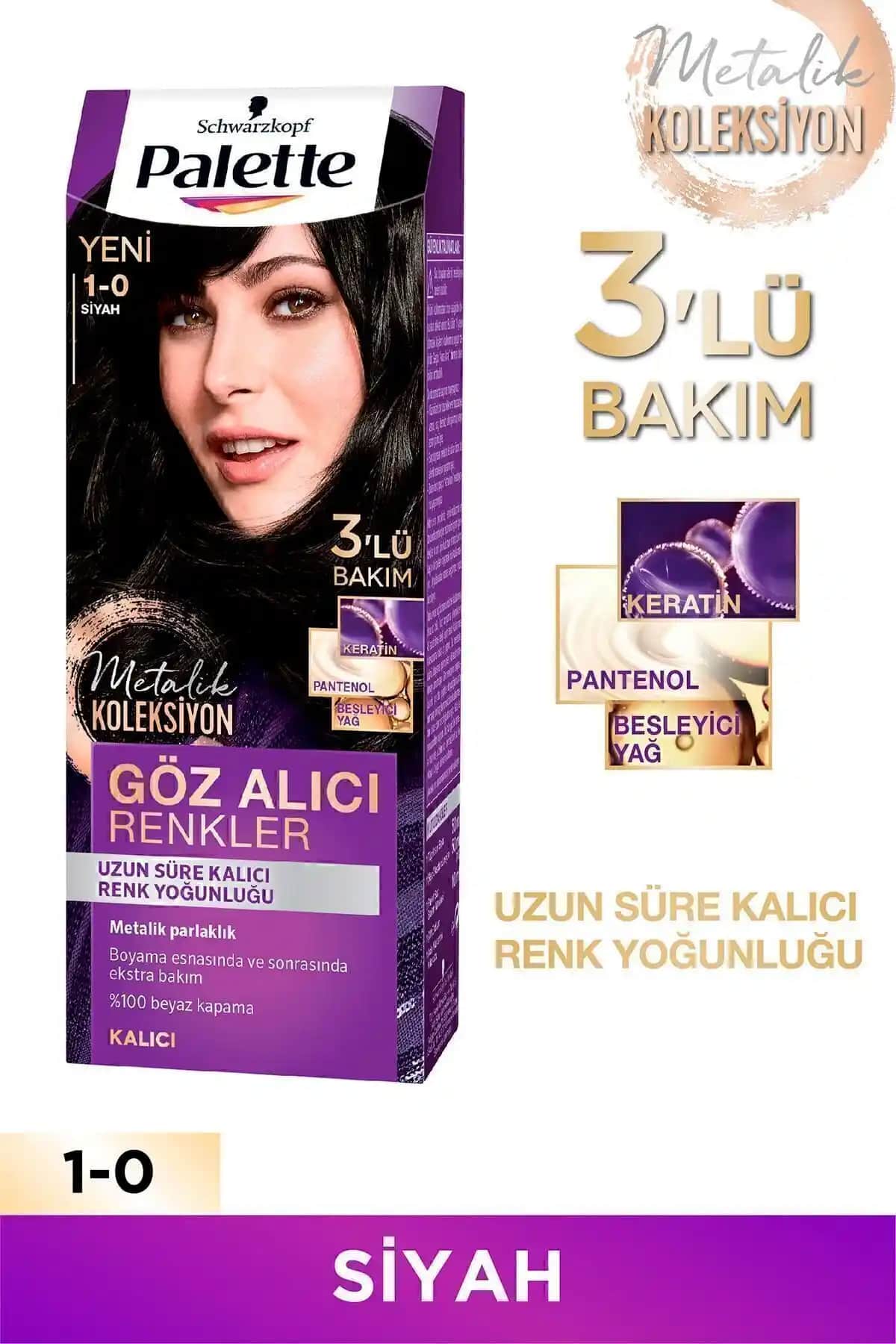 Palette Siyah Saç Boyası No 1.0: Yarı Kalıcı, Bakımlı ve Parlak Saçlar İçin Uygun