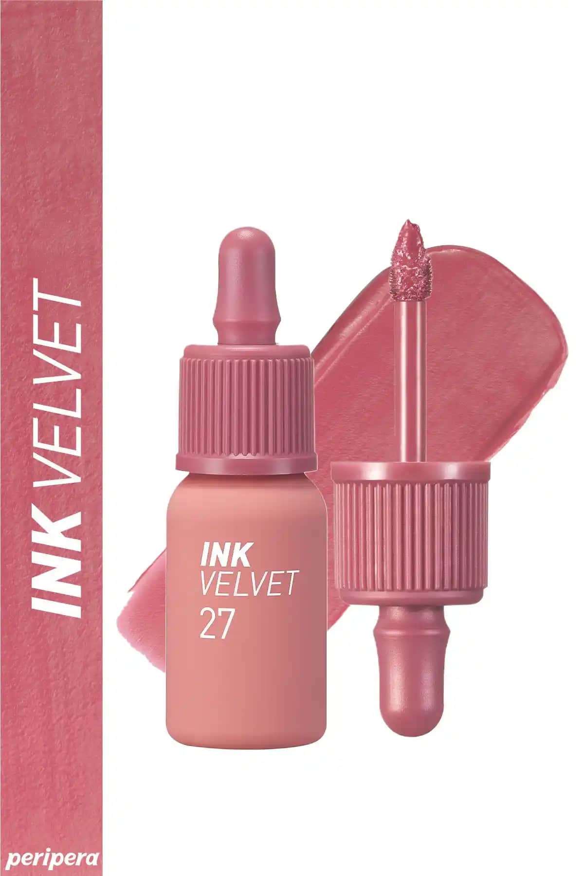 Peripera Ink Velvet 27 Strawberry Nude Kadife Mat Dudak Rujuyla Doğal ve Uzun Süreli Renk