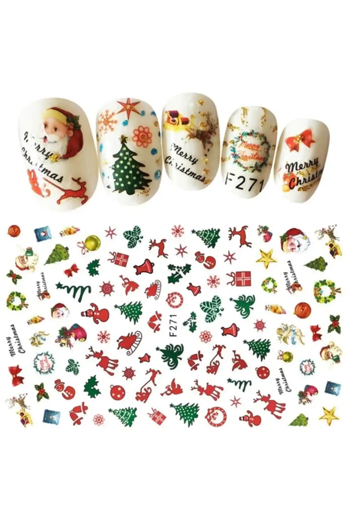 POP Beauty Nail Art Tırnak Süsleme Stickerleri Yılbaşı Temasıyla Pratik ve Çevre Dostu Dekorasyon