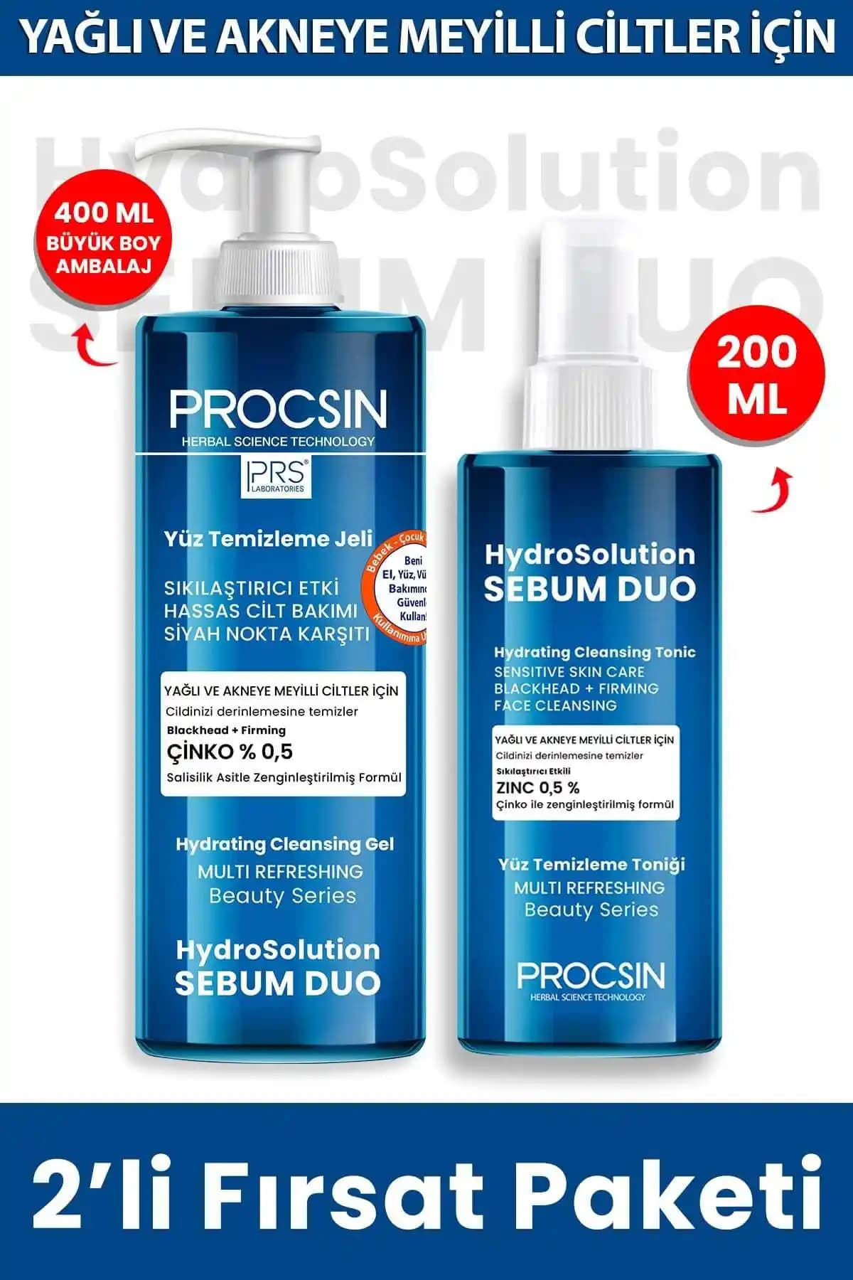 PROCSIN Hydrosolution Tonik ve Jel Paketi ile Günlük Cilt Bakımında Temizlik ve Dengeleme