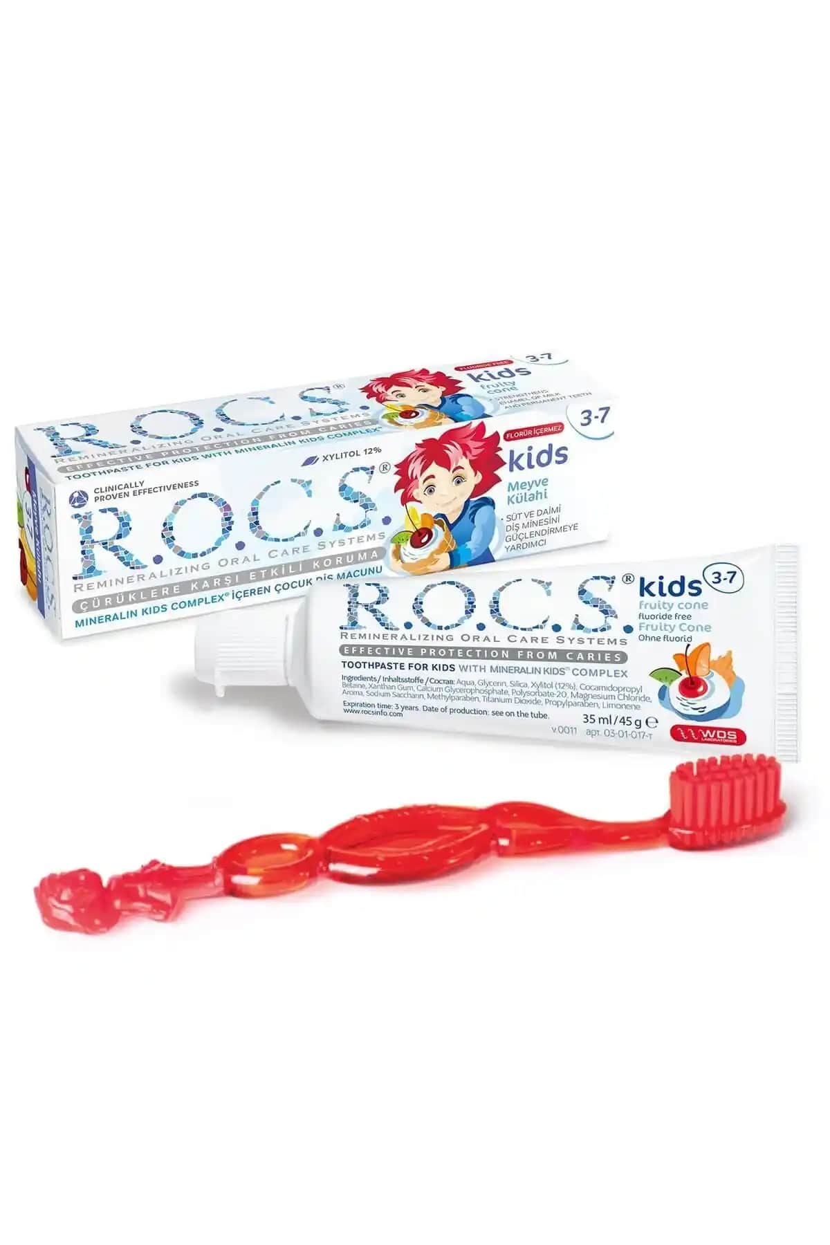 R.O.C.S. Kids 3-7 Yaş Meyve Külahı Diş Macunu ve Fırçası Seti Güvenli ve Eğlenceli Ağız Bakımı