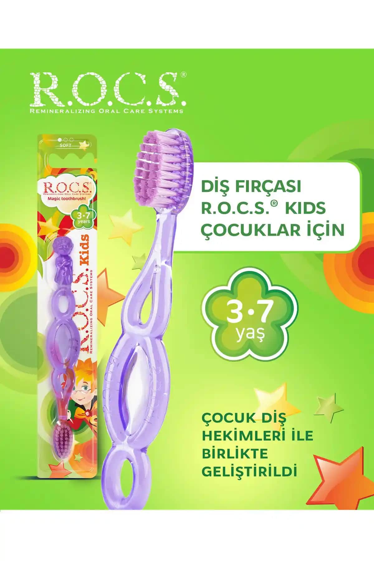 R.O.C.S. Kıds Çocuklar İçin Güvenilir Mor Renkli Yumuşak Diş Fırçası