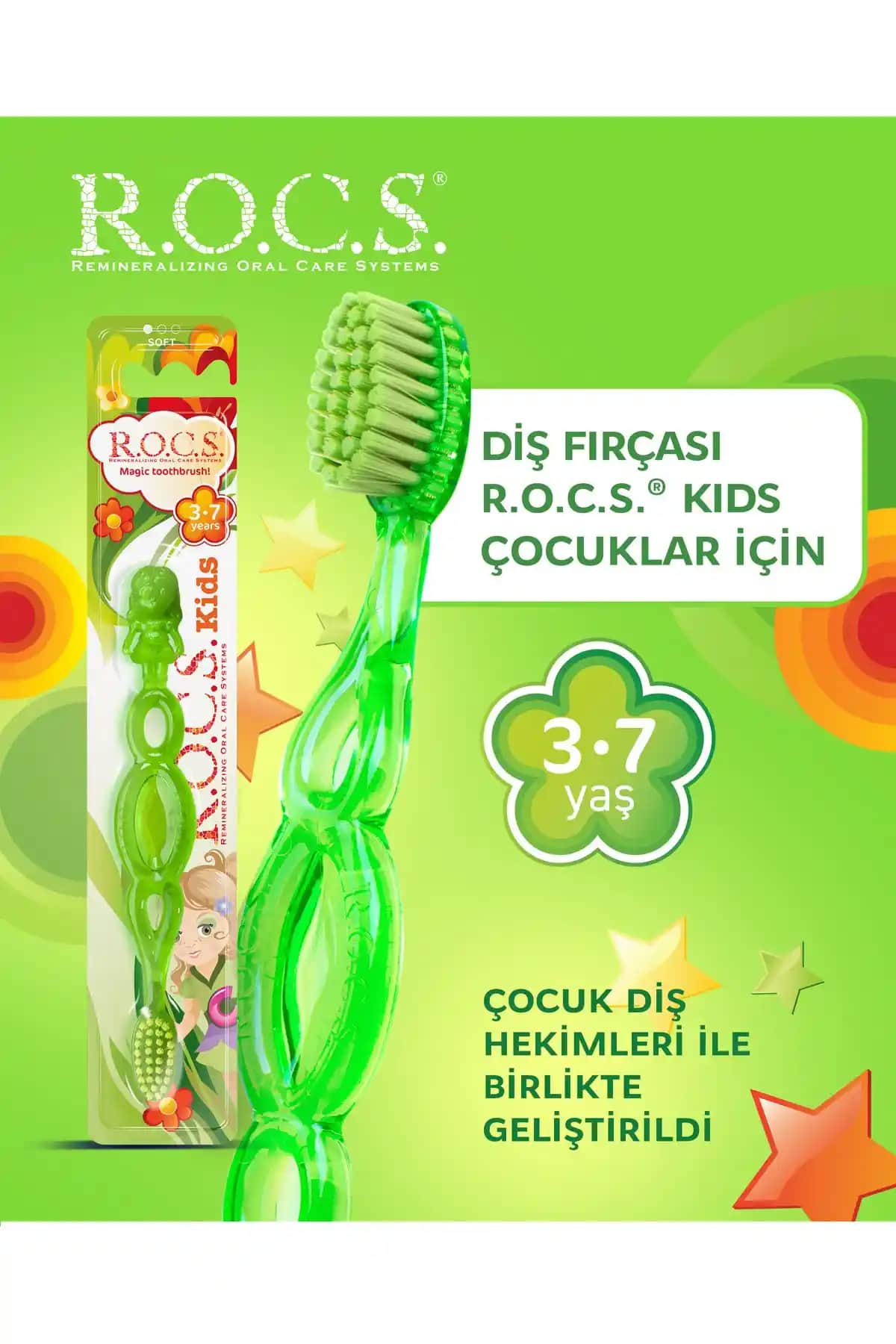 R.O.C.S. Rocs Kids 3-7 Yaş Çocuk Diş Fırçası Güvenli ve Renkli Tasarımıyla