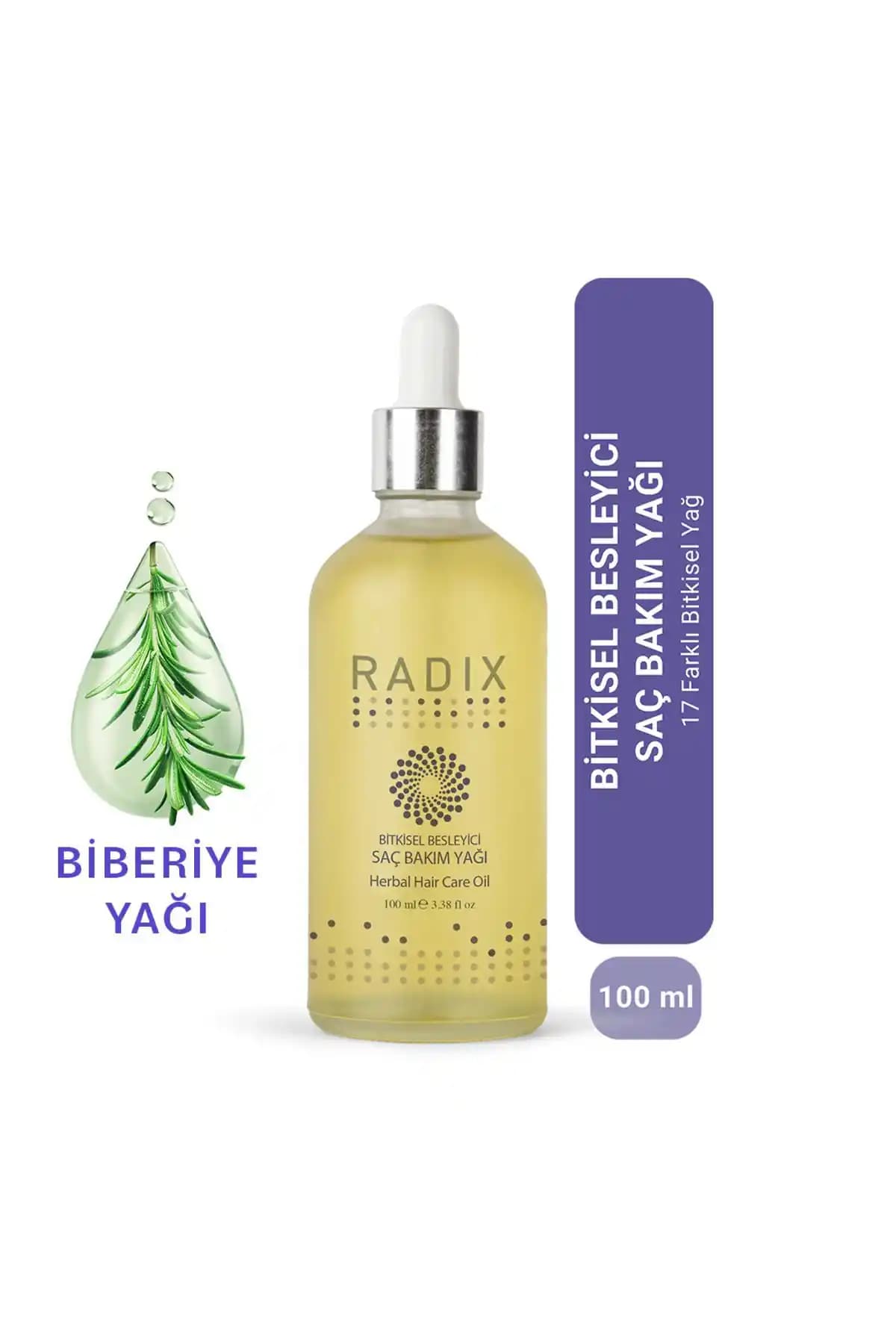 Radix Biberiye ve Argan Yağı İçerikli %100 Bitkisel Saç Bakım Yağı Kompleksi