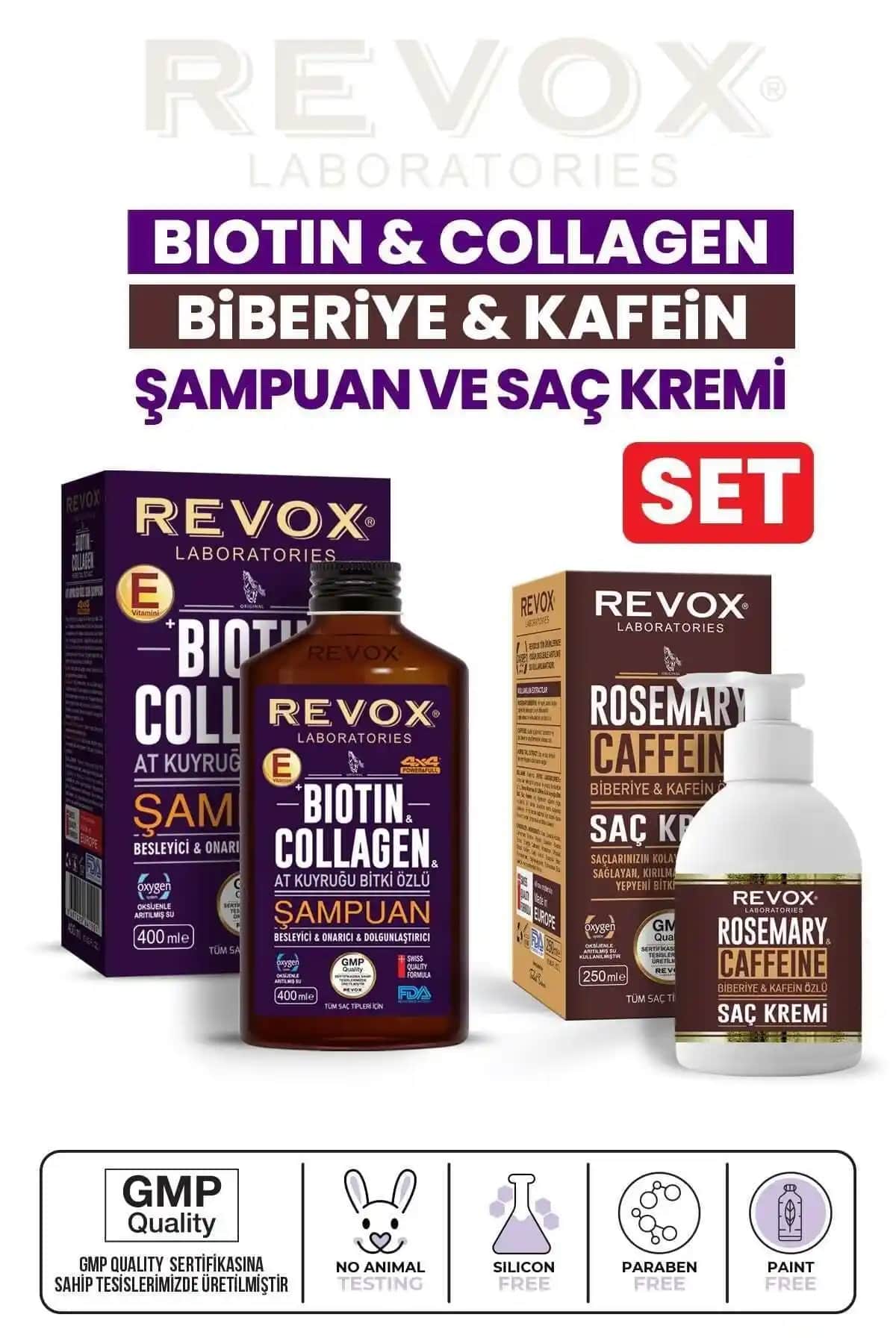 Revox Biotin ve Kolajen E Vitamini Destekli Saç Bakım Seti ile Sağlıklı ve Güçlü Saçlar