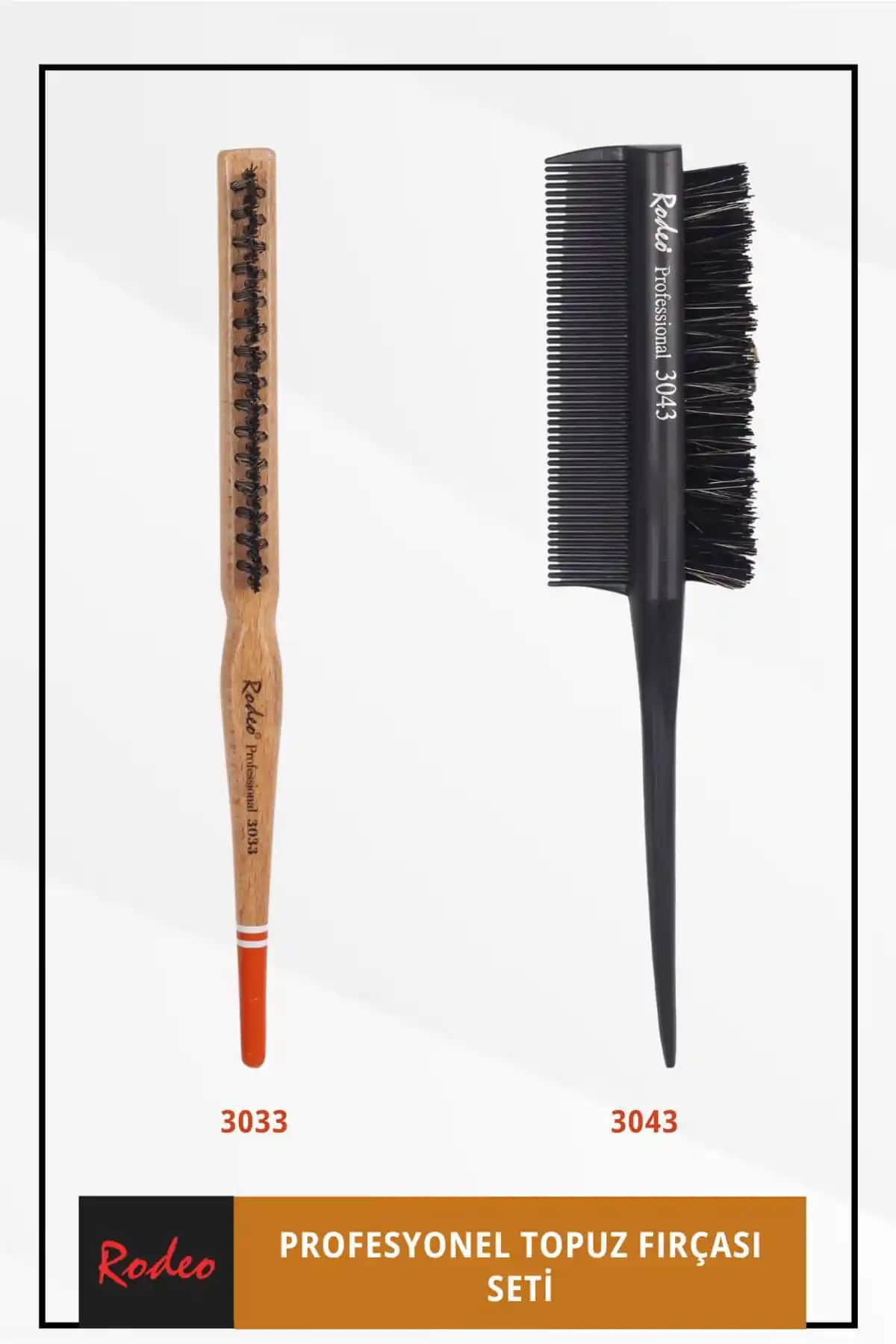 RODEO 3033 3043 İkili Topuz Fırça Seti: Sağlam ve Pratik Saç Şekillendirme Çözümü
