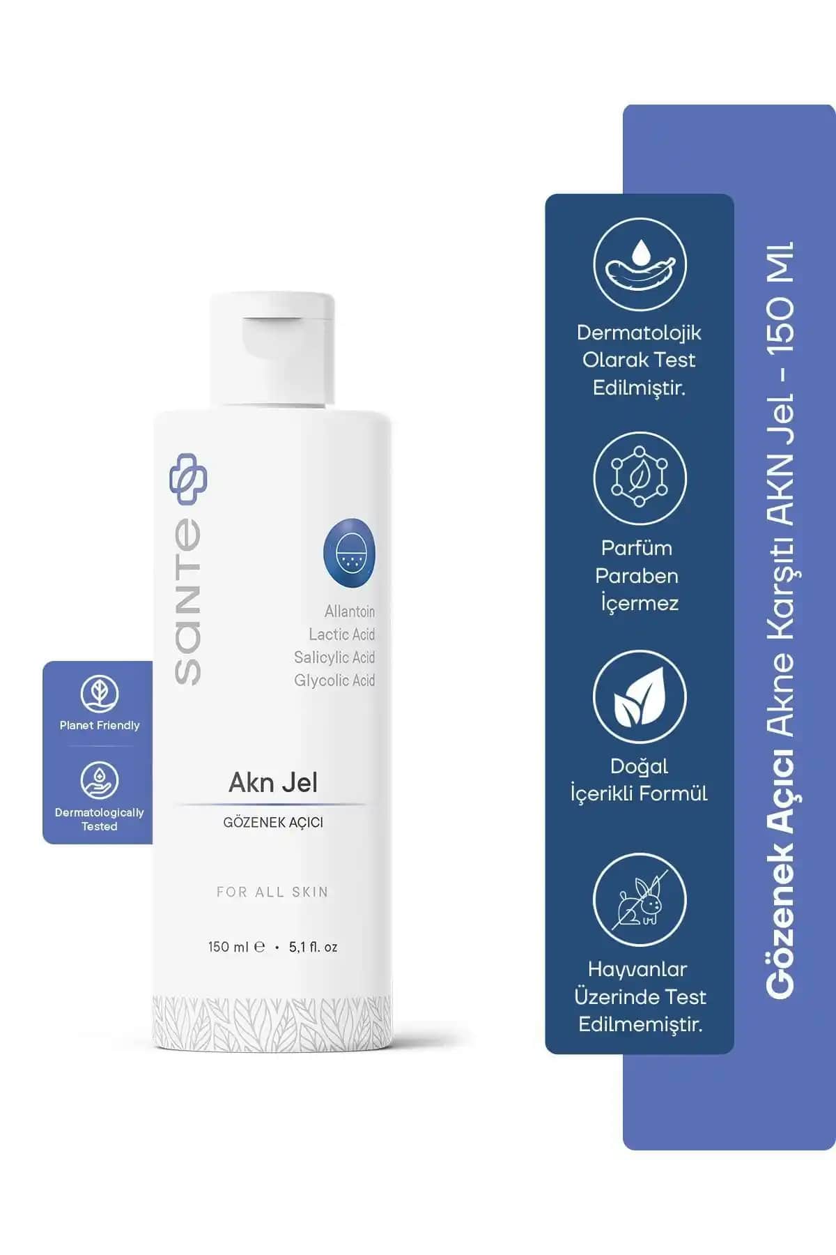SantePlus Sante Akne ve Karşıtı Yüz Temizleme Jeli: Yağlı ve Akneye Eğilimli Ciltler İçin Temizlik Çözümü