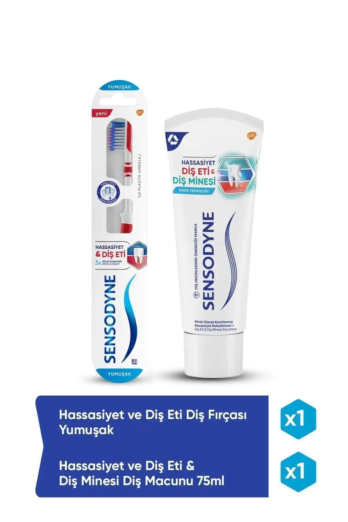 Sensodyne Hassasiyet ve Diş Eti 75ml Diş Macunu ve Yumuşak Fırça Paketi