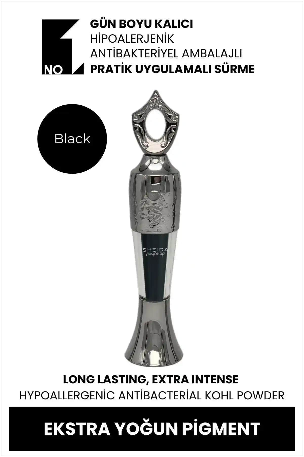 Sheida Kohl Powder Siyah Göz Kalemi - Kalıcı ve Kolay Uygulama İçin Uygun Makyaj Malzemesi