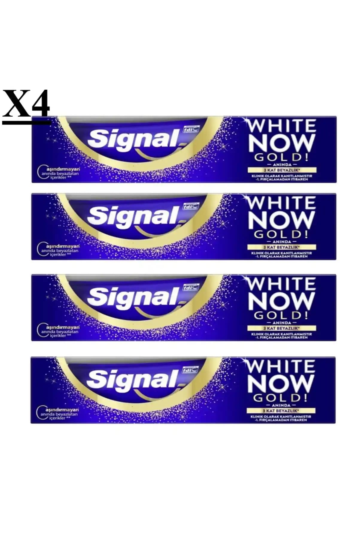 Signal White Now Gold Diş Macunu Seti 50ml x 4 adet, Beyazlatıcı ve Güçlendirici Özellikler