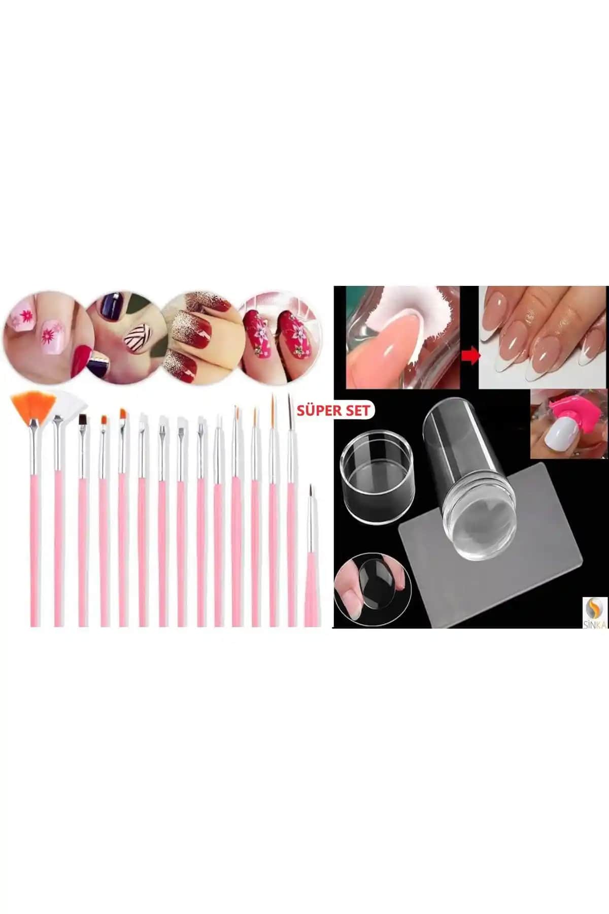 SİNKA 15'li Tırnak Süsleme Fırçası ve Damga Seti ile Profesyonel Nail Art Deneyimi