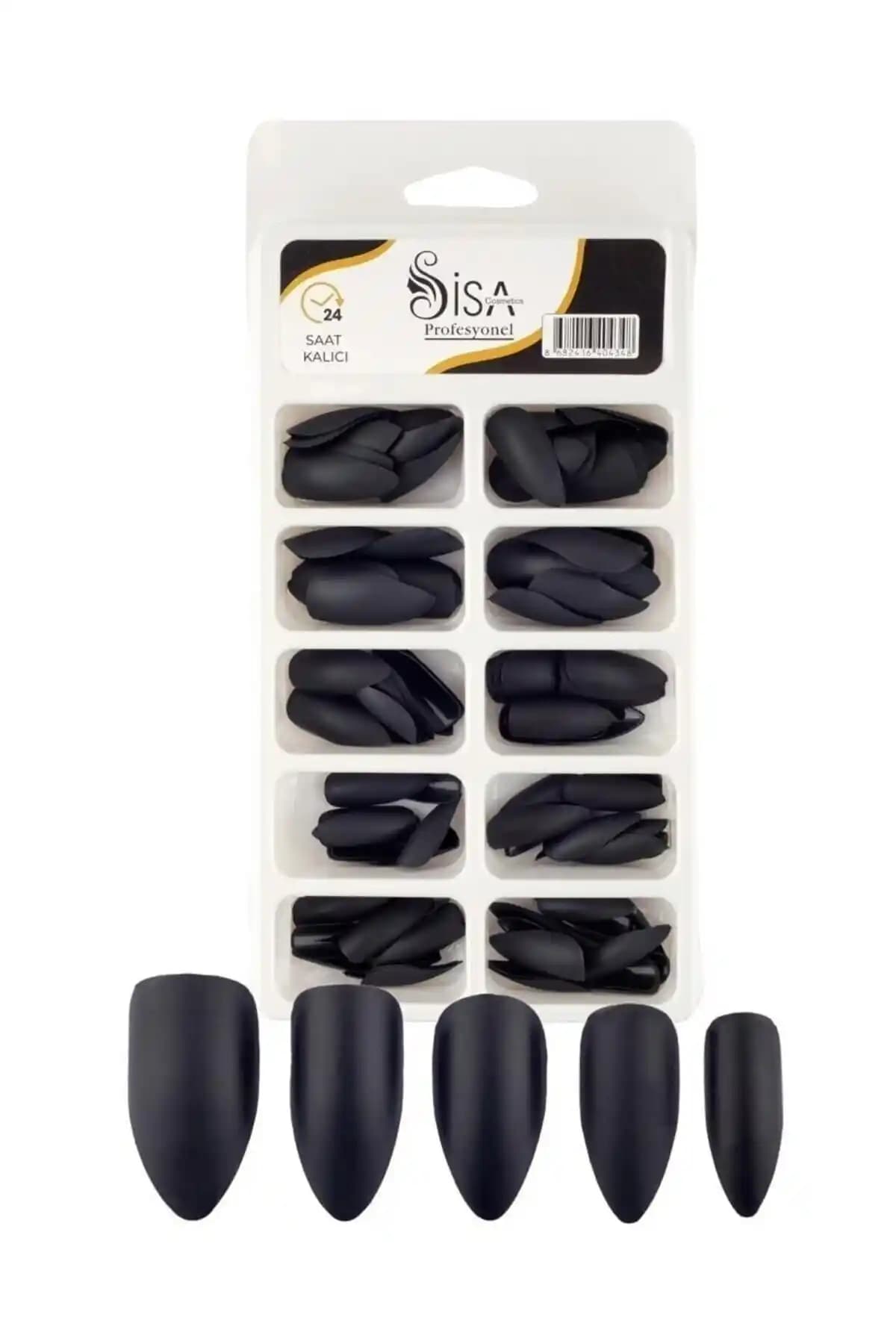 SİSA Cosmetics Maqya Siyah Badem Takma Tırnak Seti Profesyonel Kullanım İçin Uygun