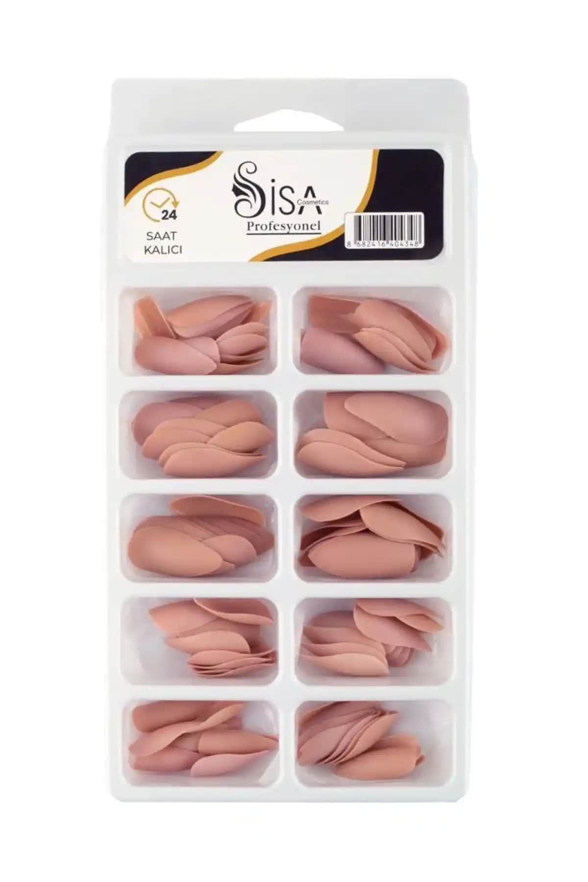SİSA Cosmetics Profesyonel 100'lü Badem Mat Gül Kurusu Takma Tırnak Seti