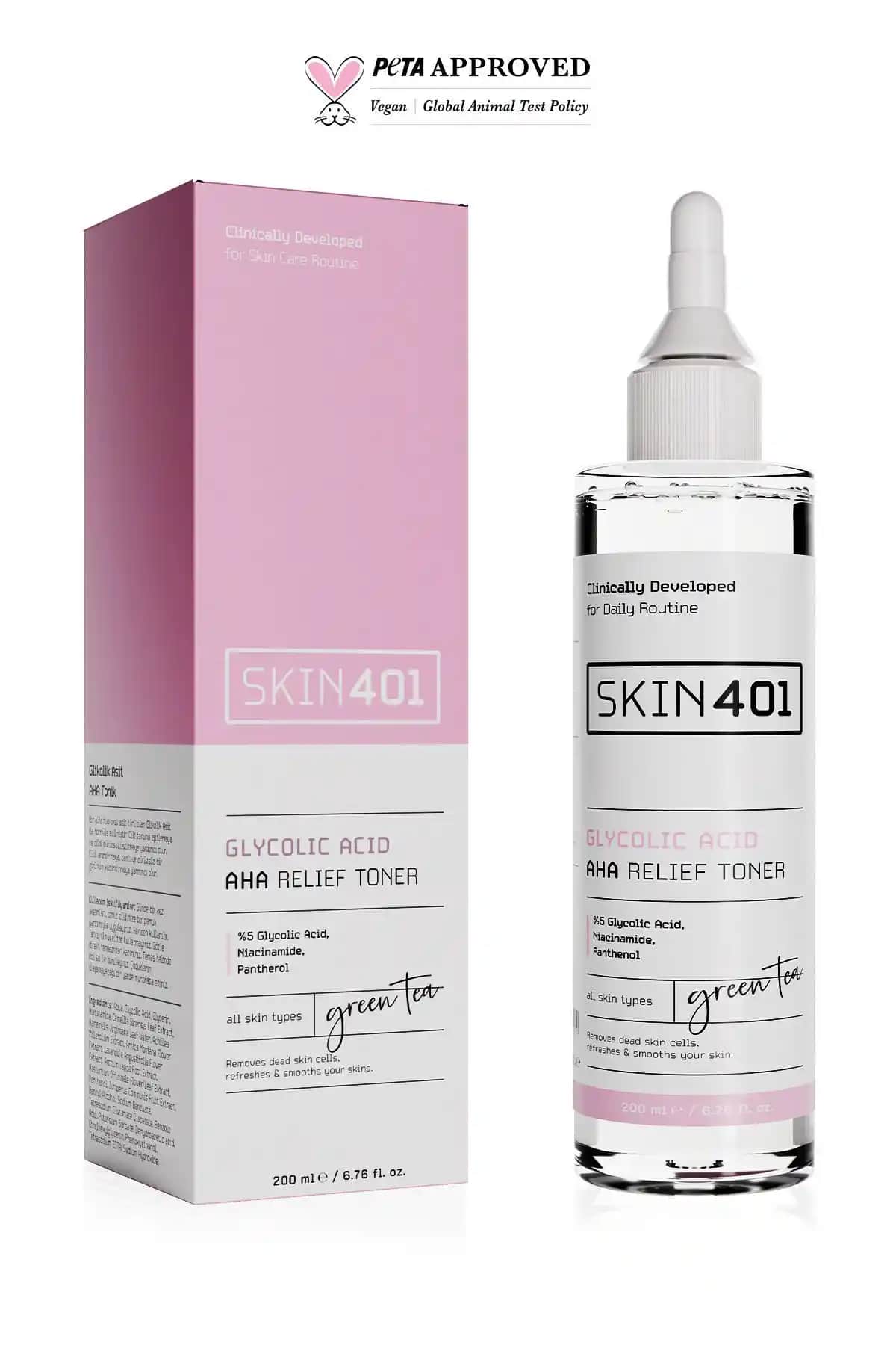 Skin401 %5 Glikolik Asit Aydenlatıcı ve Leke Karşıtı Tonik Cilt Yenileme ve Parlaklık Artırıcı