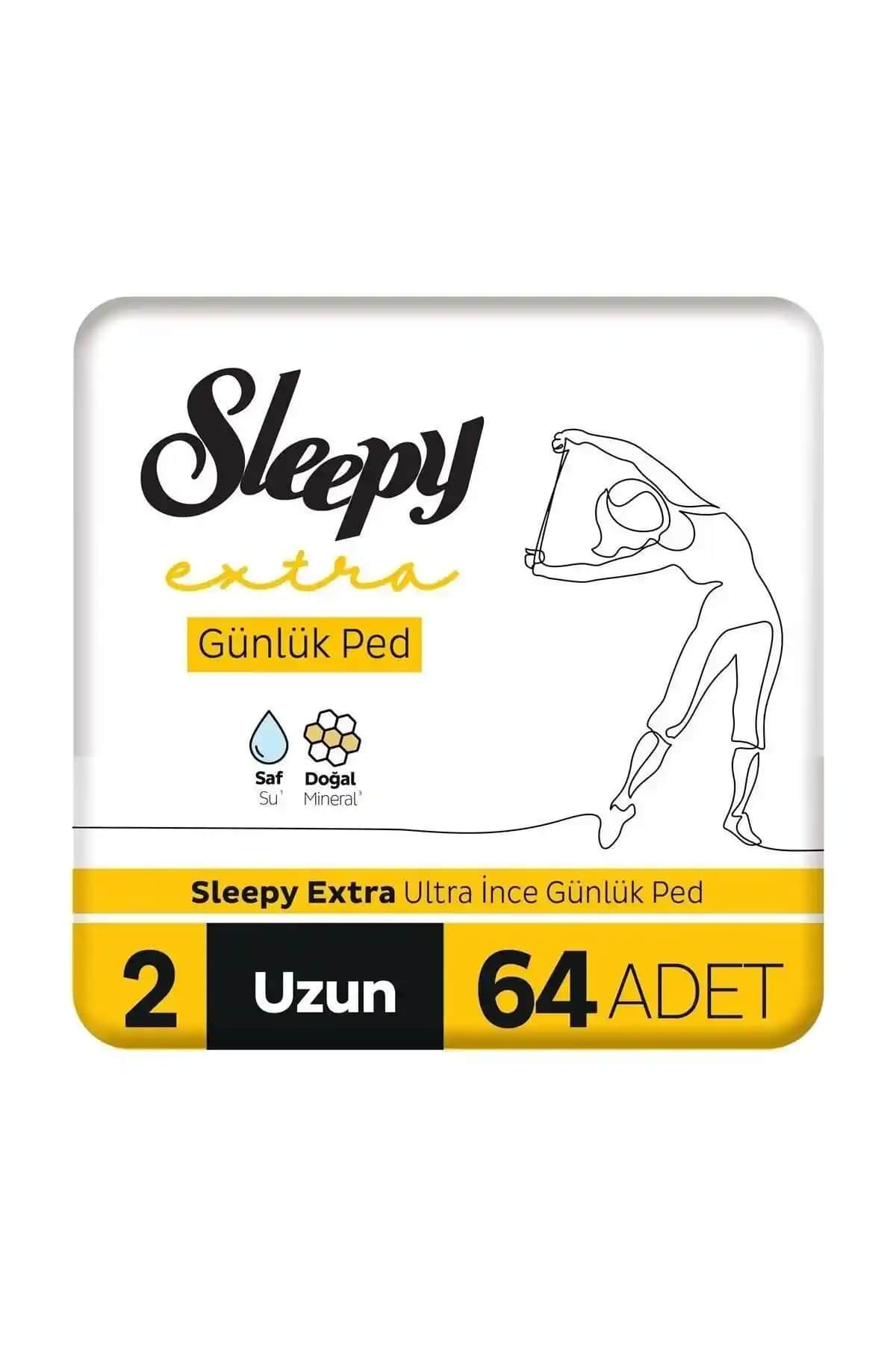 Sleepy Extra Ultra İnce Günlük Ped 64 Adet Organik ve Yüksek Performanslı Kadın Pedleri