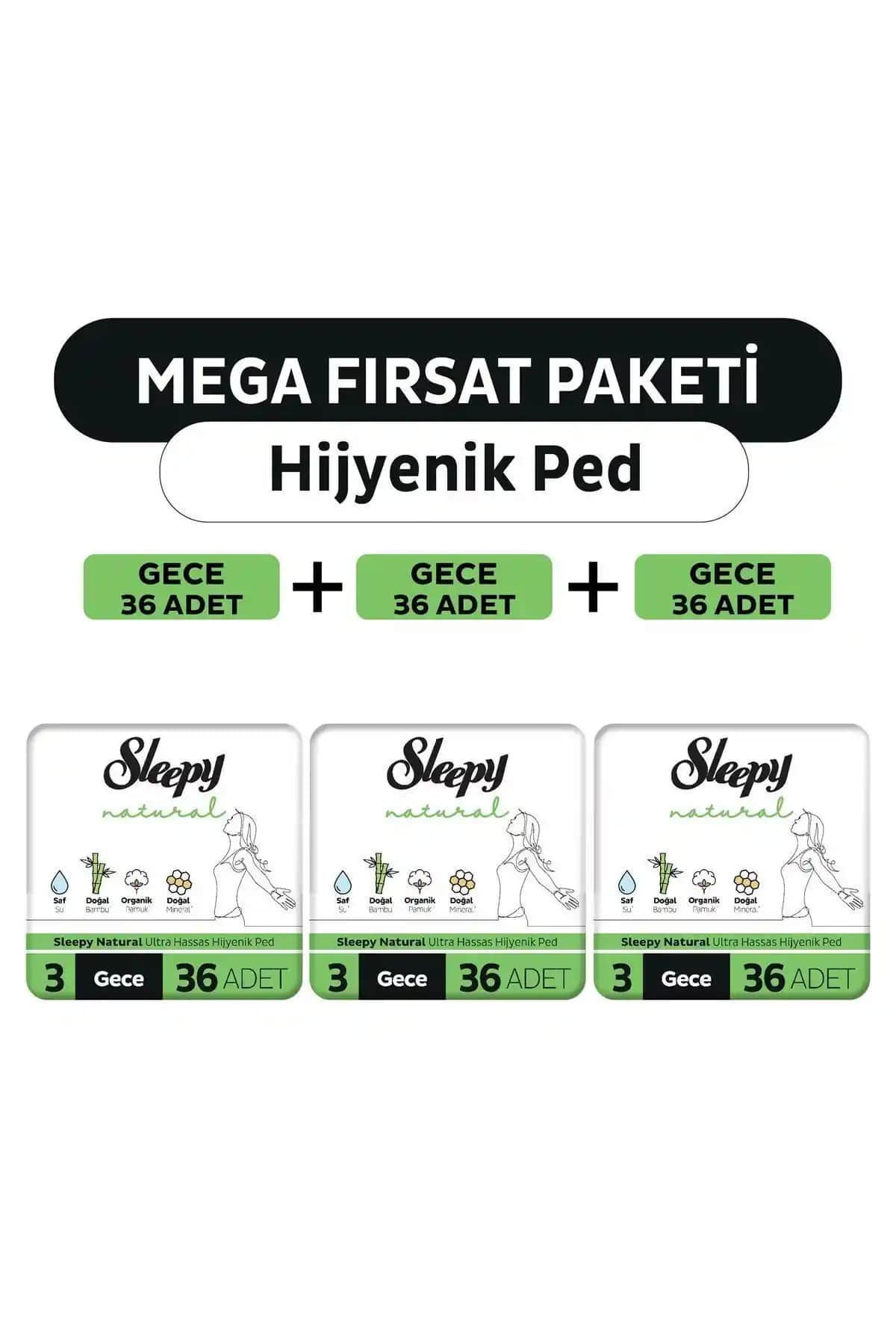 Sleepy Natural Ultra Hassas Hijyenik Pedler Gece Kullanımı İçin Uygun Yüksek Kaliteli Organik Pedler
