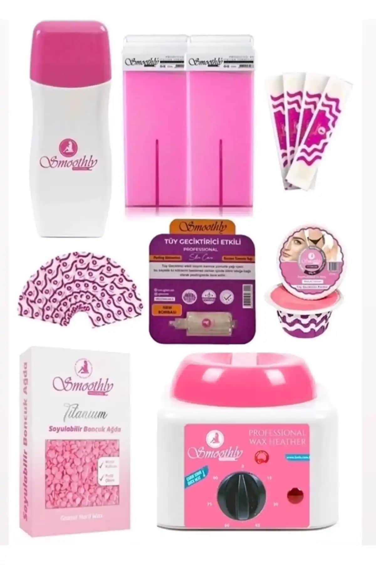 Smoothly Pink Set Boncuk Ağda Profesyonel ve Ev Kullanımı İçin Uygun Ağda Seti