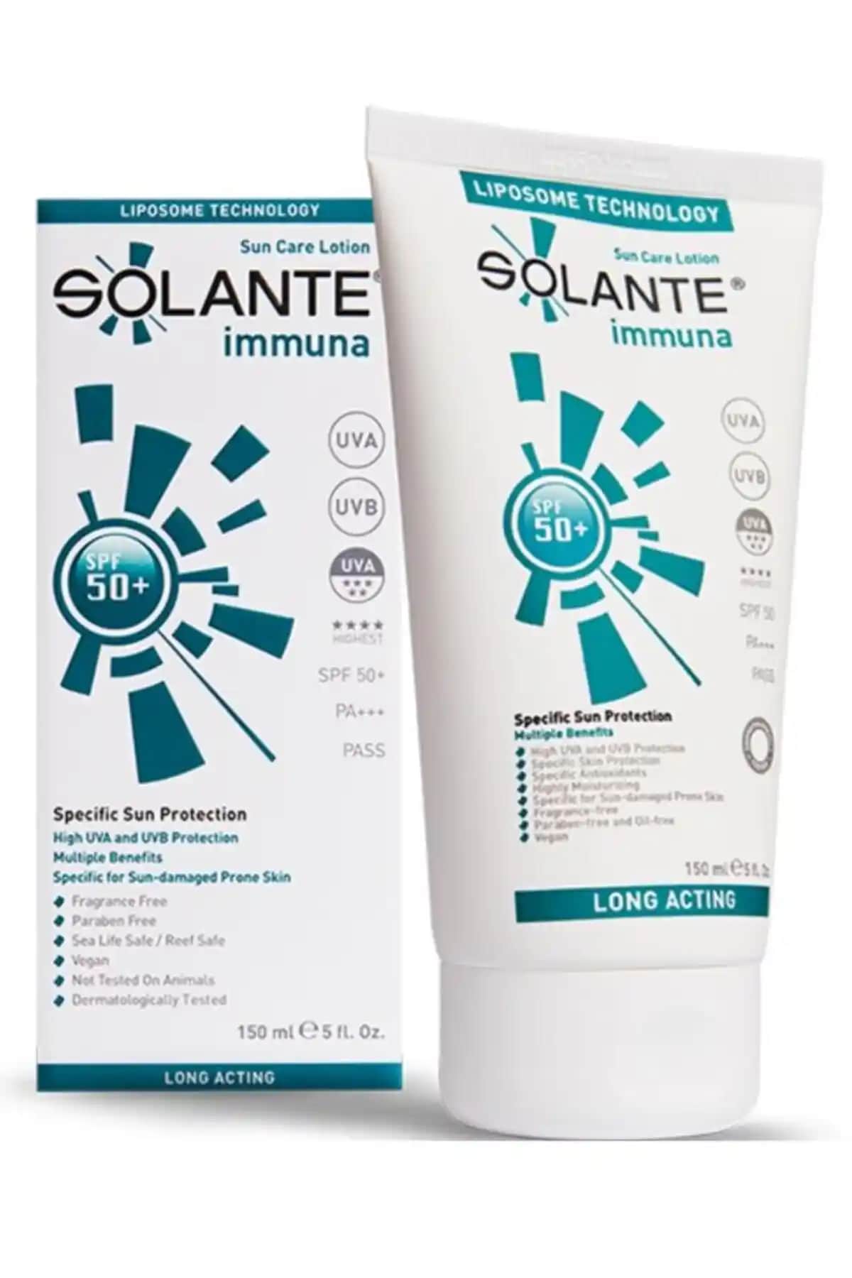 Solante Immuna SPF50 Güneş Losyonu Hassas ve Reaktif Ciltler İçin Yüksek Koruma