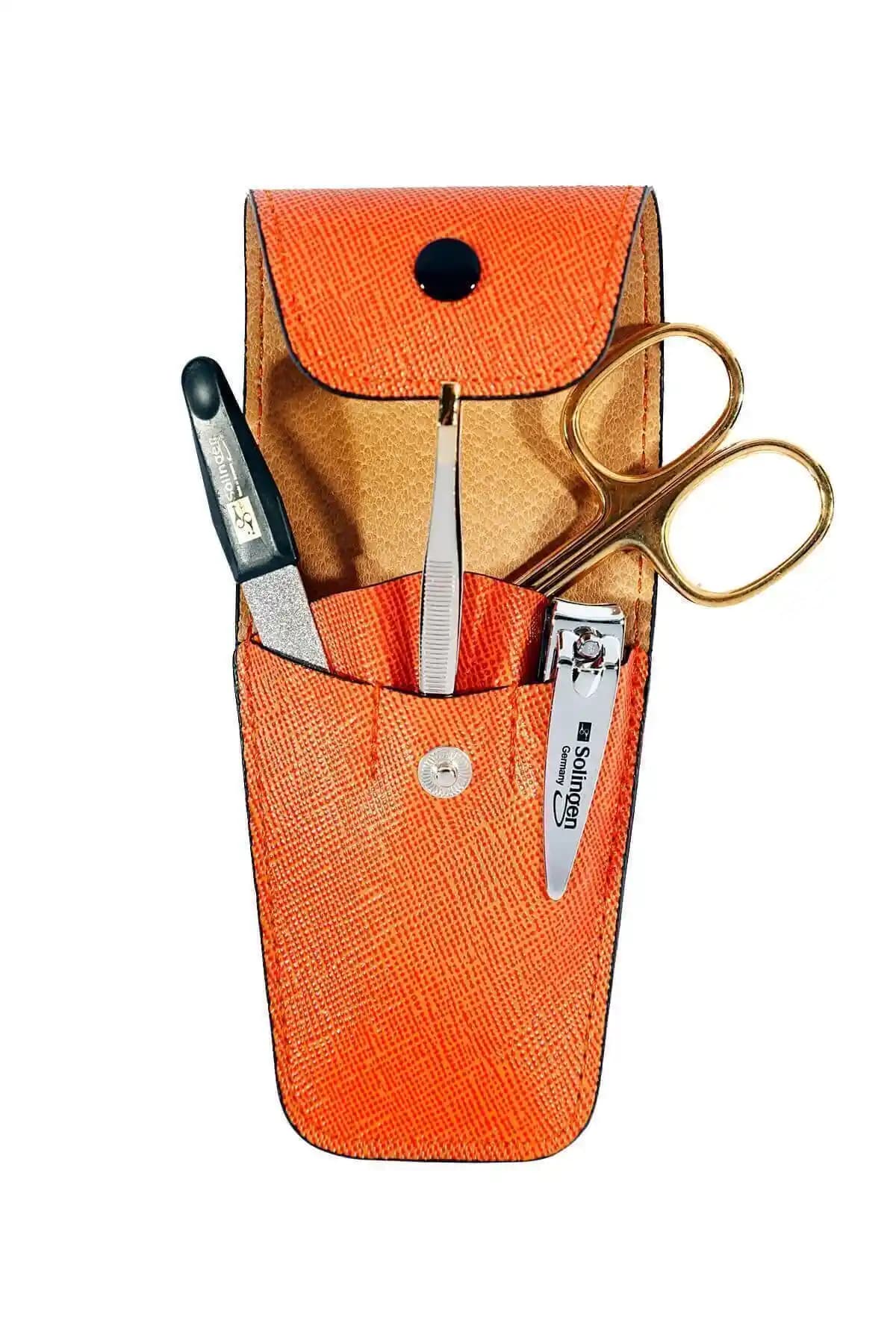 Solingen Seyahat Manikür Seti Çantalı 200 Turuncu - Pratik ve Dayanıklı Seyahat Bakım Seti