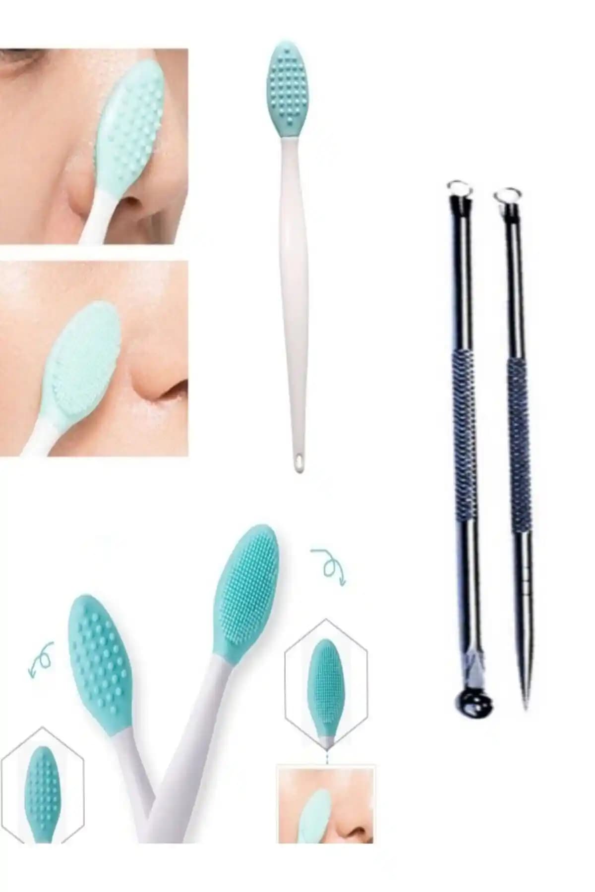 TİNEKE 2'li Set: Siyah Nokta Temizleme ve Dudak Peeling Fırçası ile Cilt Bakımı