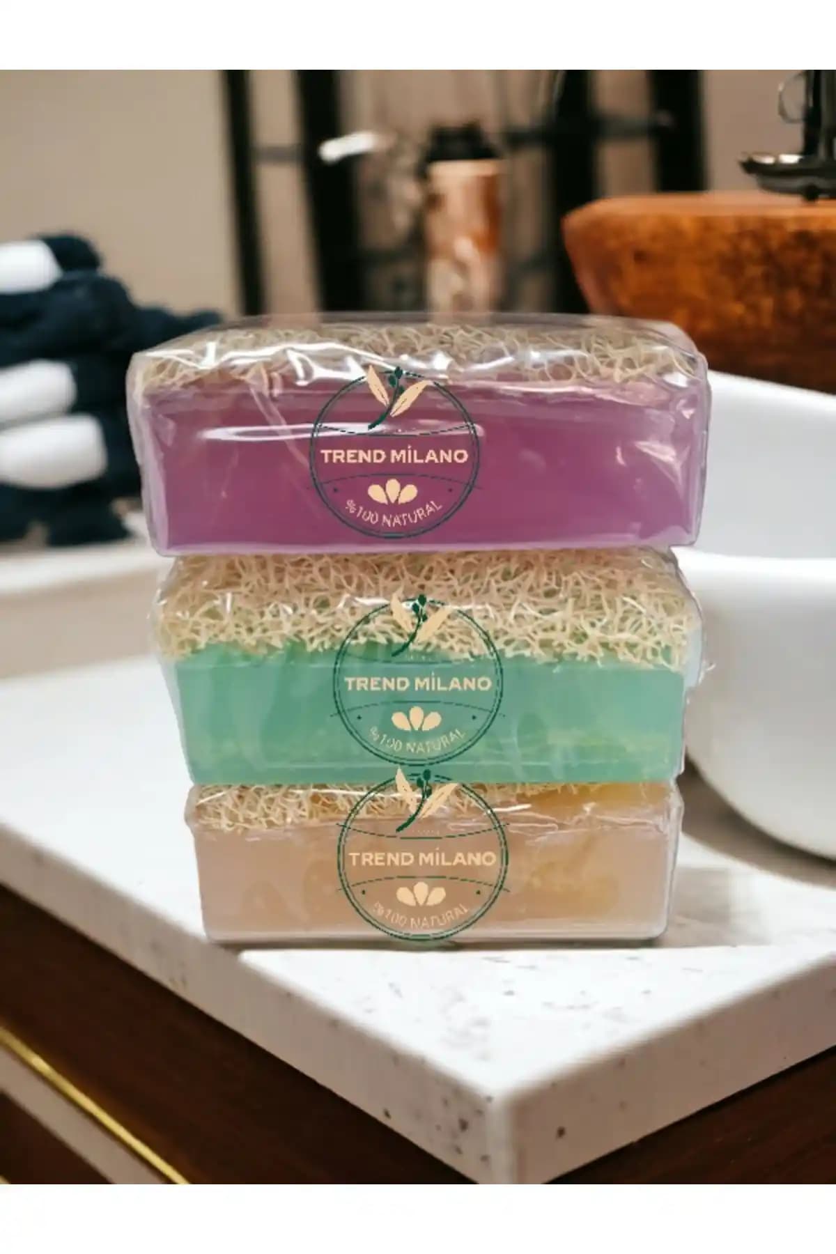 TrendMilano Doğal Kabak Lifli Sabun Seti - Cilt Temizliği ve Bakımı İçin Doğal Çözüm