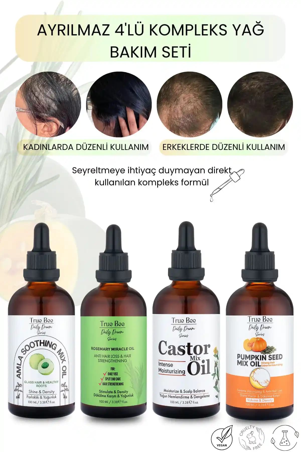 True Bee Daily Dream Serisi: Saç Güçlendiren ve Hızlı Uzatan Yağ Seti