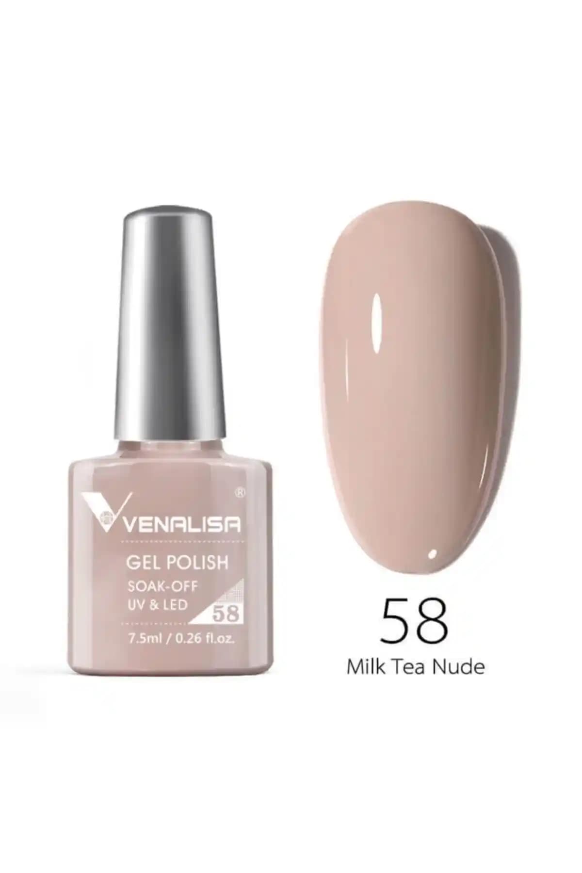 Venalisa 7.5 ml UV LED Kalıcı Oje Milk Tea Nude No.58 Şıklık ve Dayanıklılık Sunar