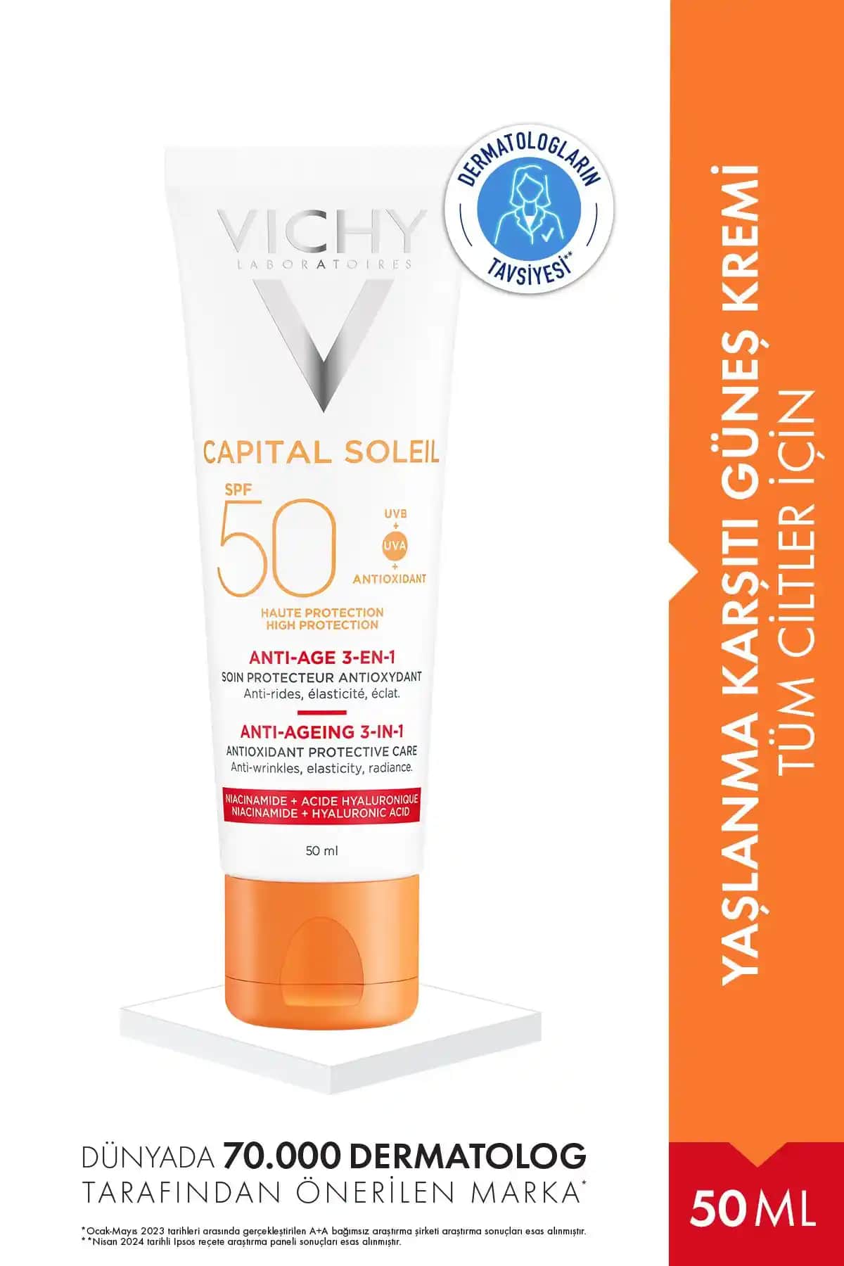 Vichy Capital Soleil Foto Yaşlanma Karşıtı Renkli Güneş Koruyucu SPF 50+ günlük kullanım için