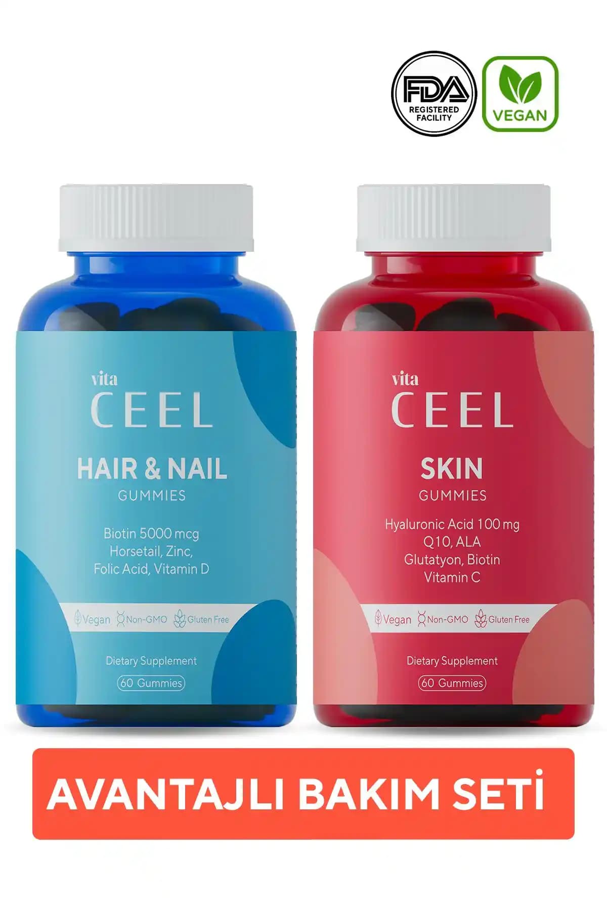 Vita Ceel 2'li Cilt, Saç ve Tırnak Geliştirici Vegan Çiğnenebilir Vitamin